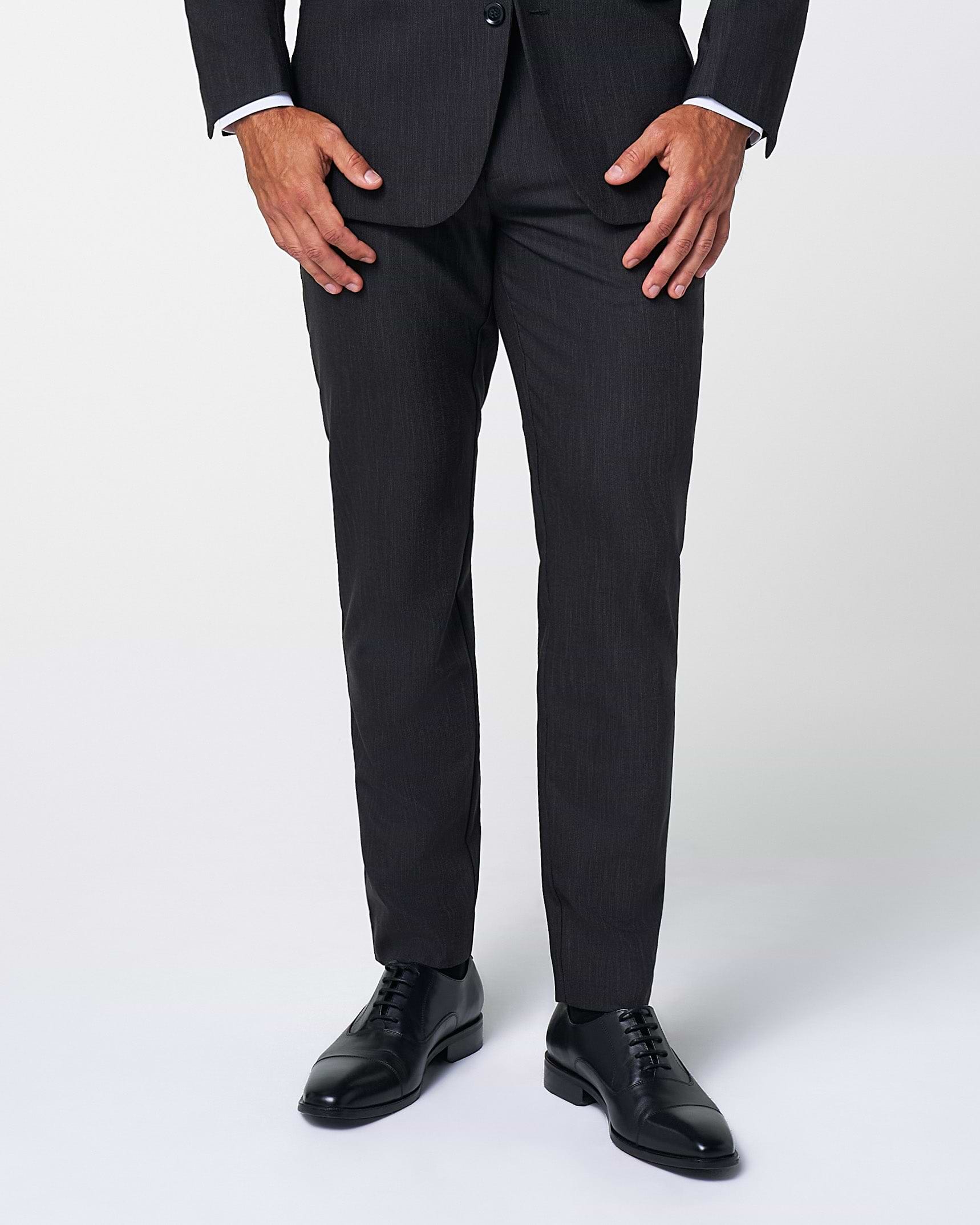 Athletic Fit Stretch Suit Pants - Heathered Charcoal