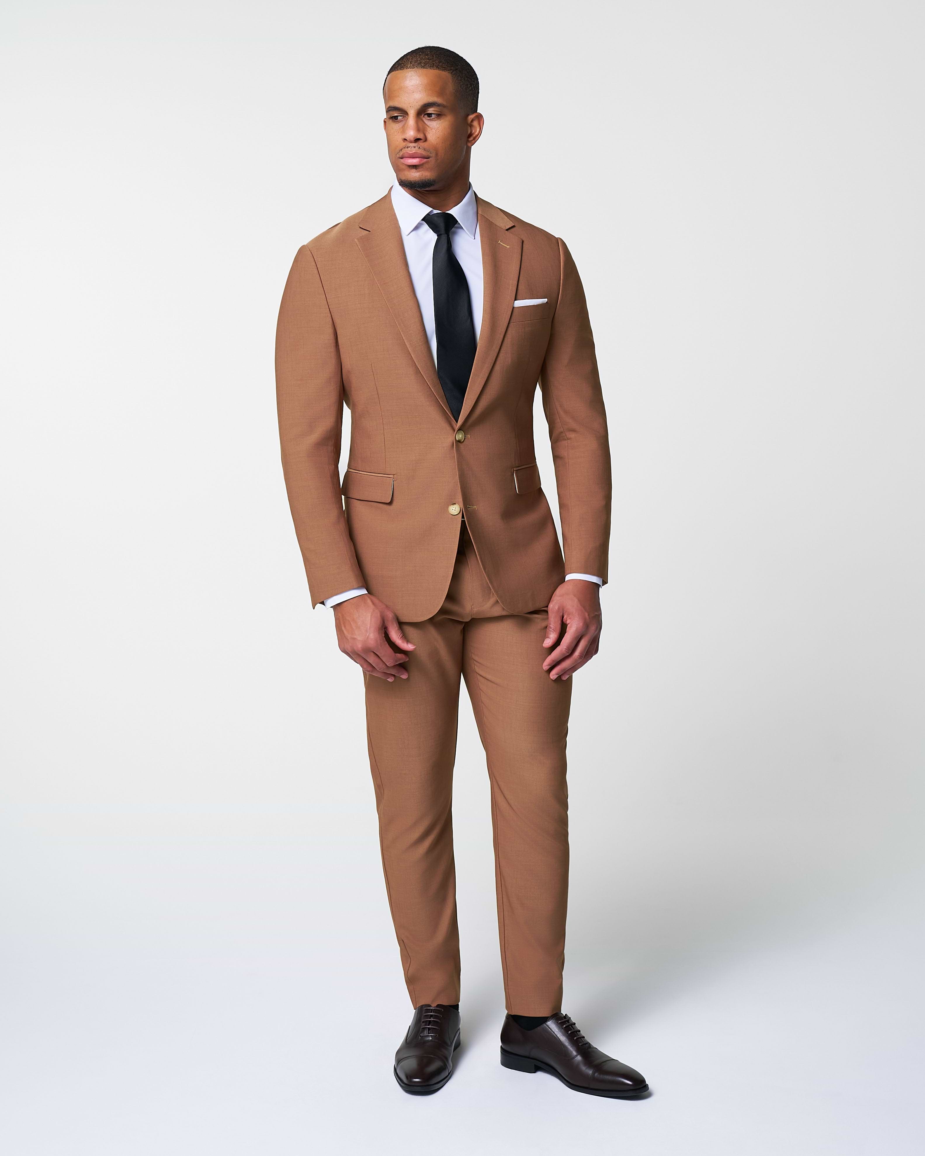 Athletic Fit Stretch Suit - Heathered Copper