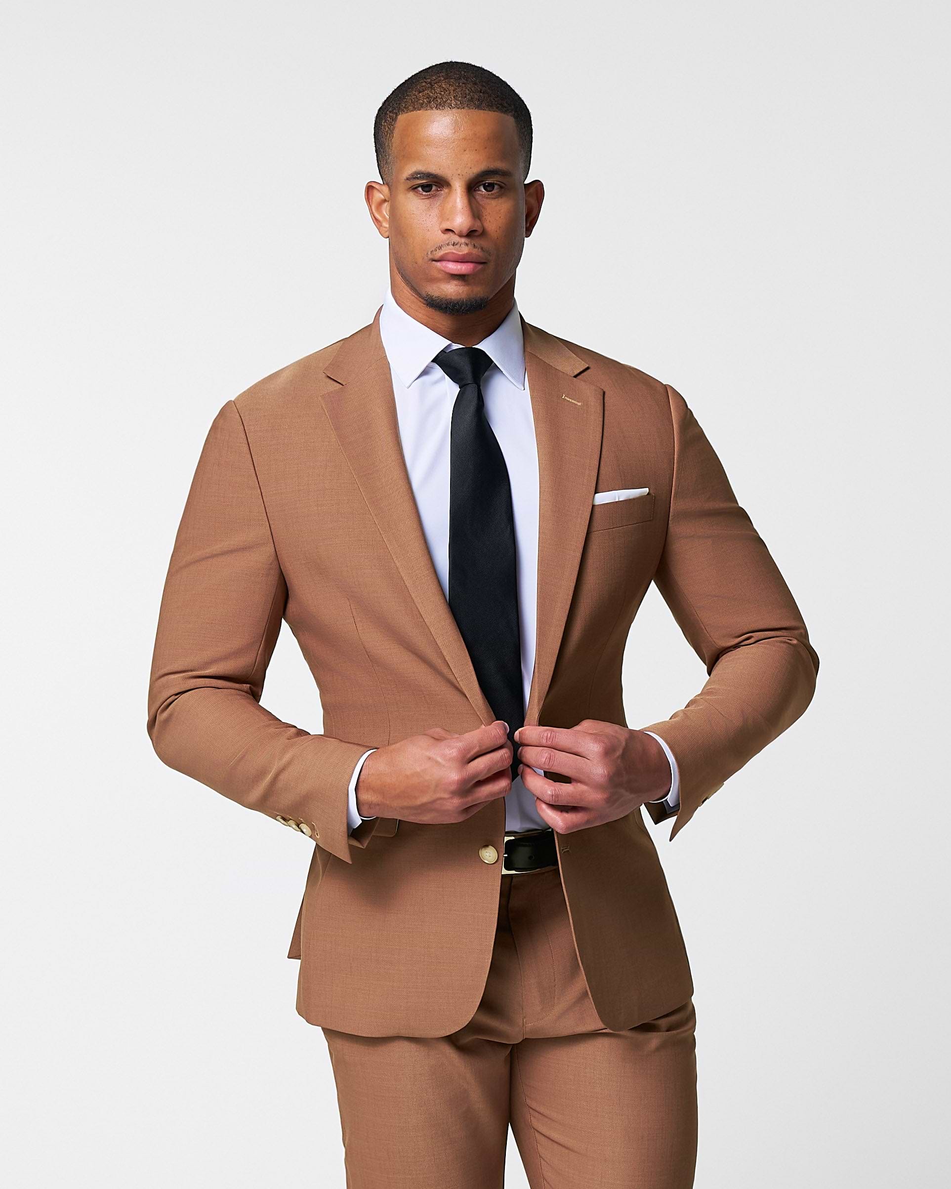 Athletic Fit Stretch Suit - Heathered Copper