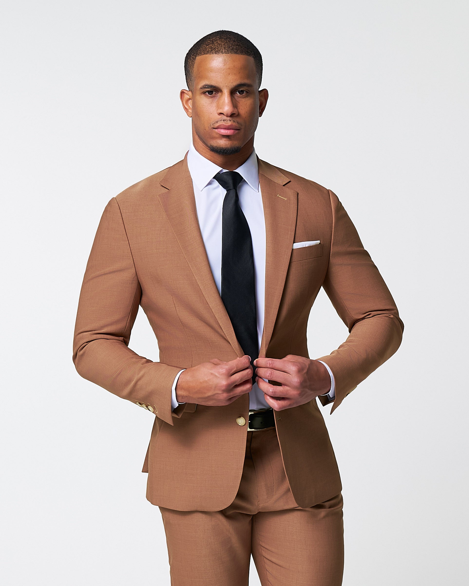 Athletic Fit Stretch Suit - Heathered Copper