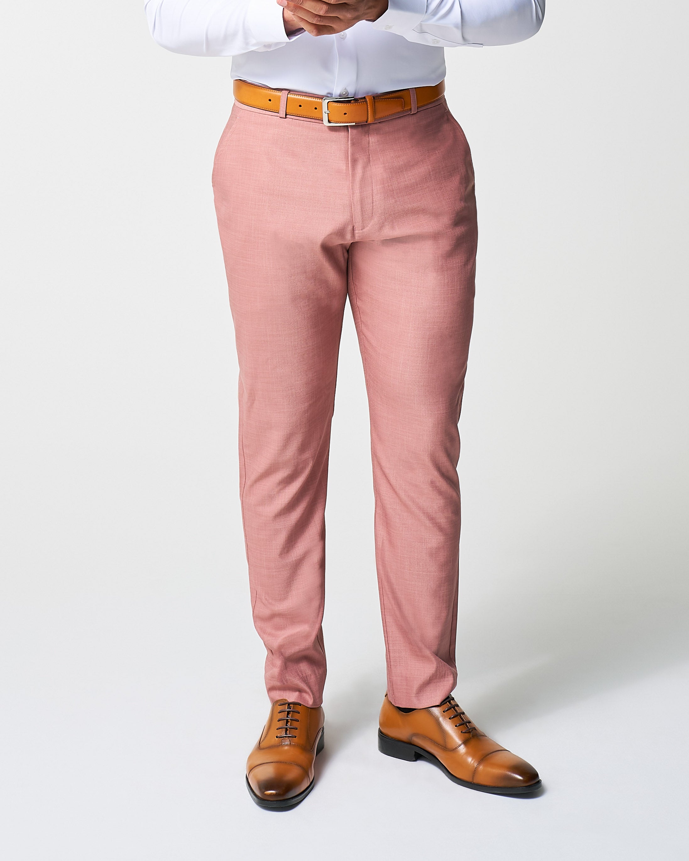 Athletic Fit Stretch Suit Pants - Heathered Salmon