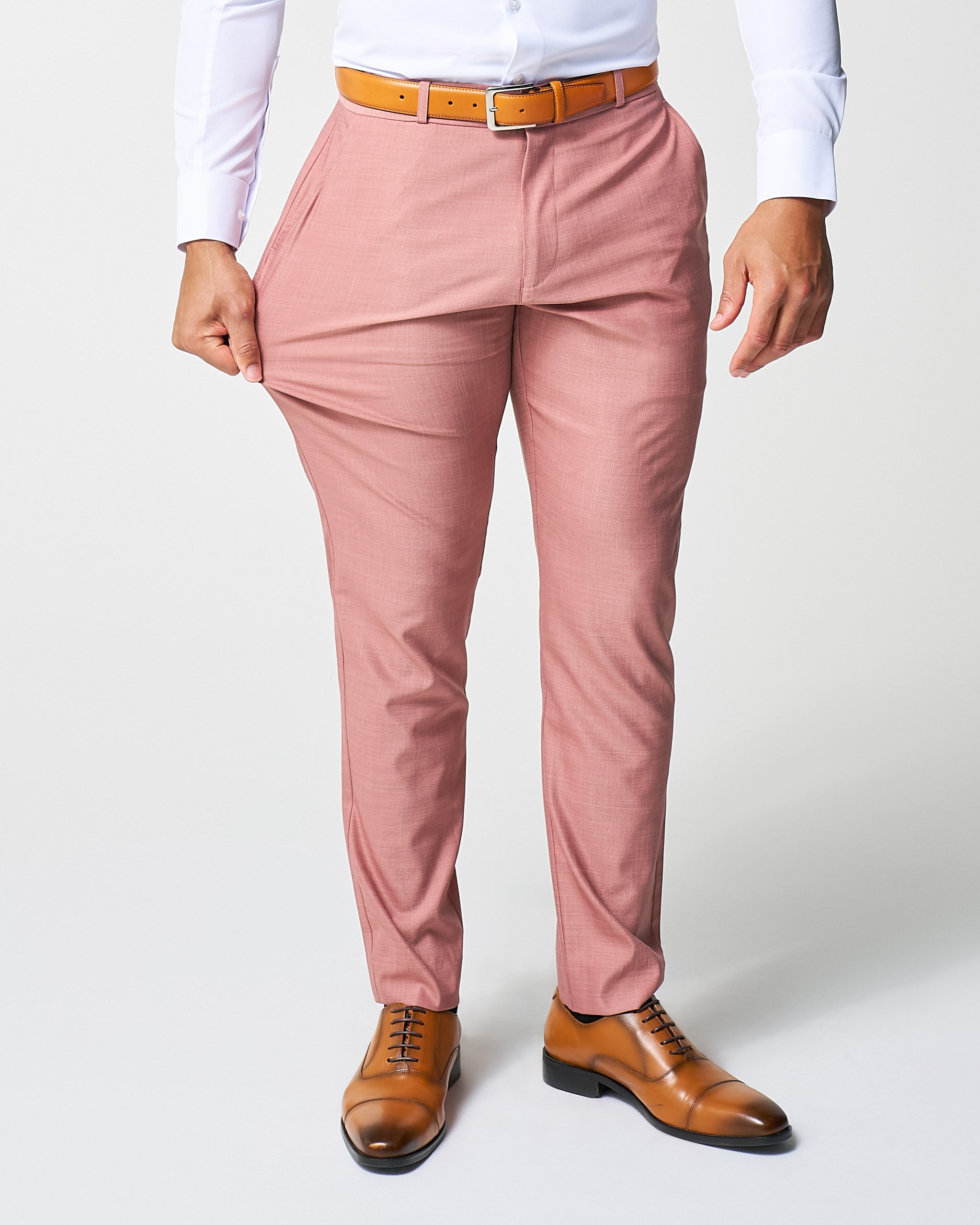 Athletic Fit Stretch Suit Pants - Heathered Salmon