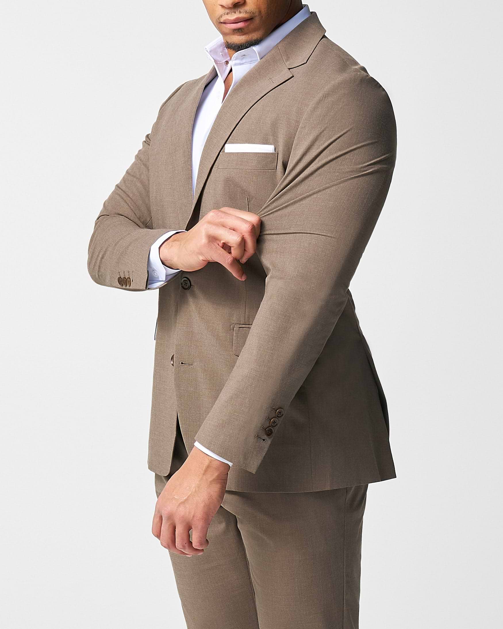 Athletic Fit Stretch Suit - Lightweight Heathered Latte