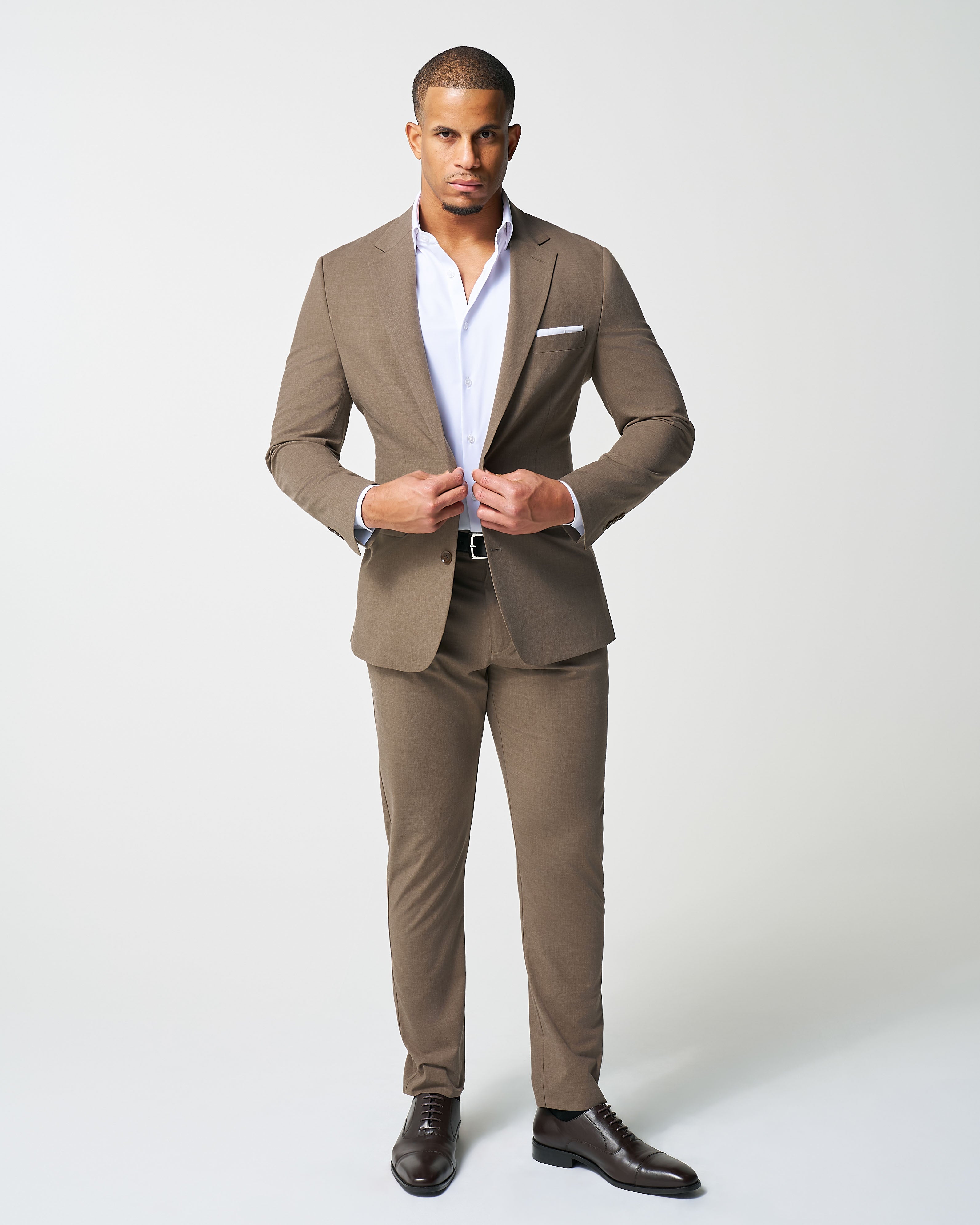 Athletic Fit Stretch Blazer - Lightweight Heathered Latte