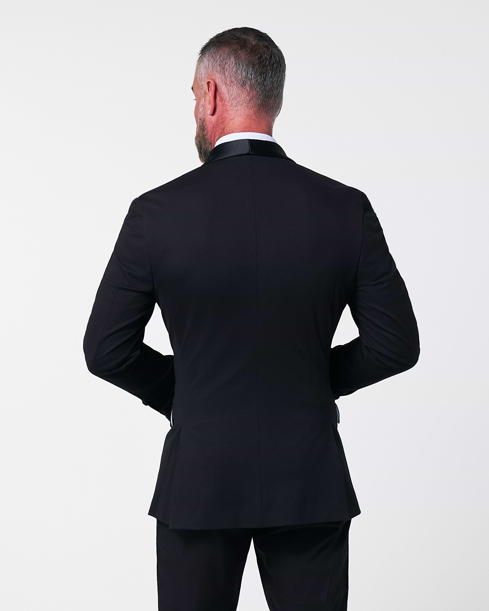 Athletic Fit Stretch Tuxedo - Black with Shawl Lapel