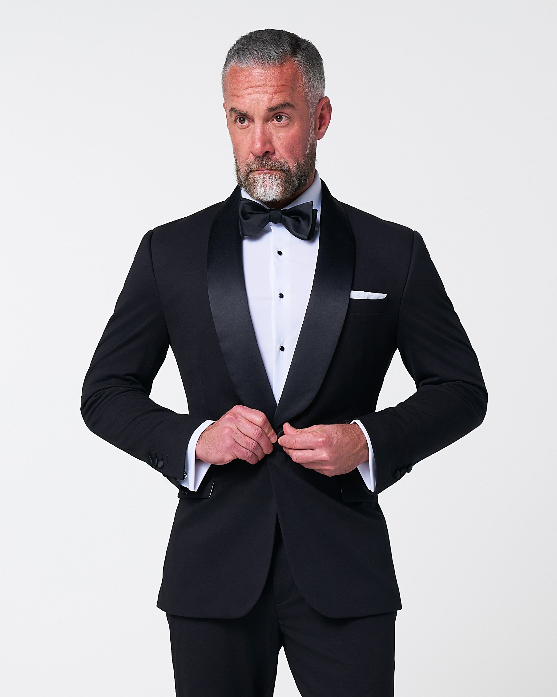 Athletic Fit Stretch Tuxedo - Black with Shawl Lapel