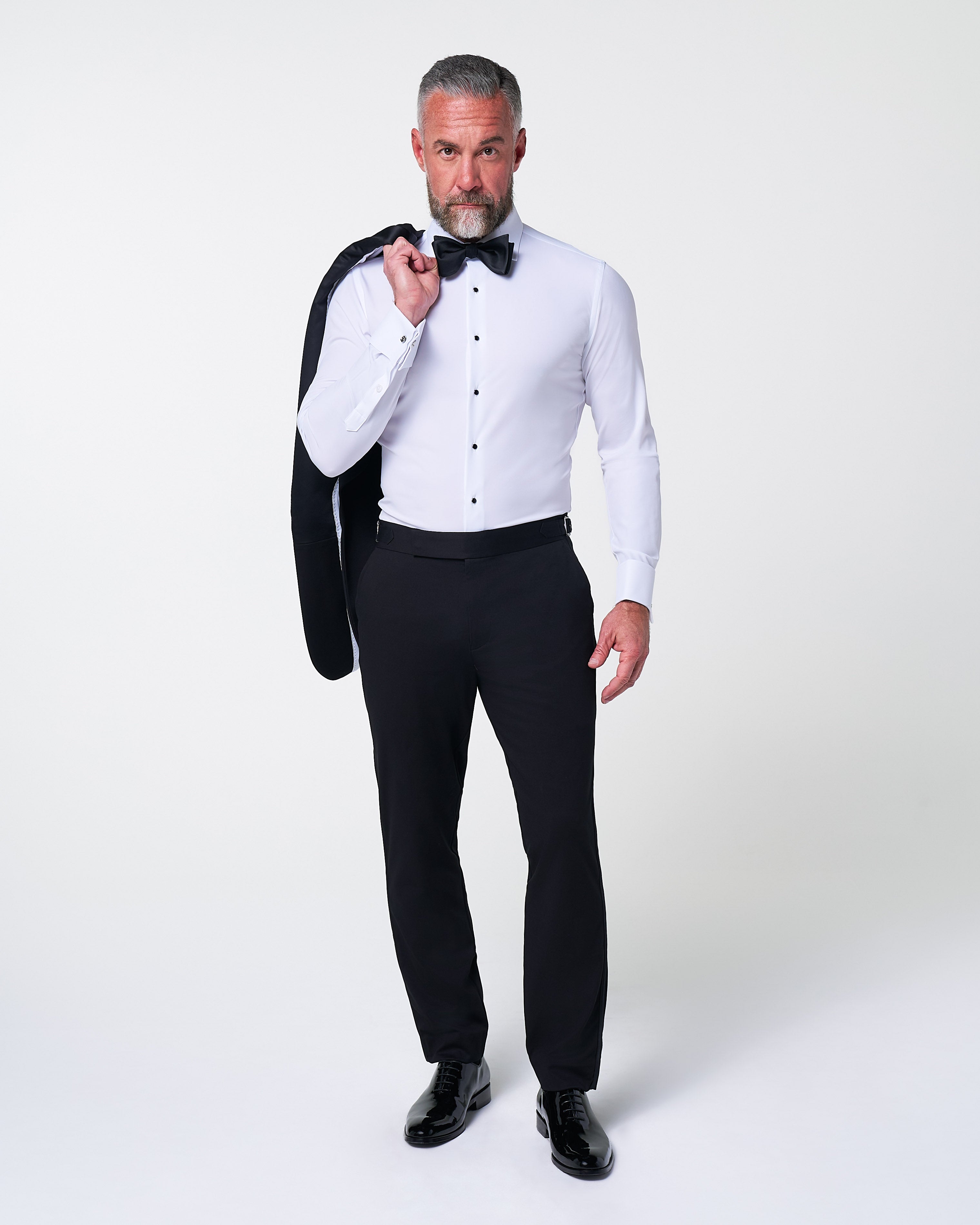 Athletic Fit Stretch Tuxedo - Black with Shawl Lapel