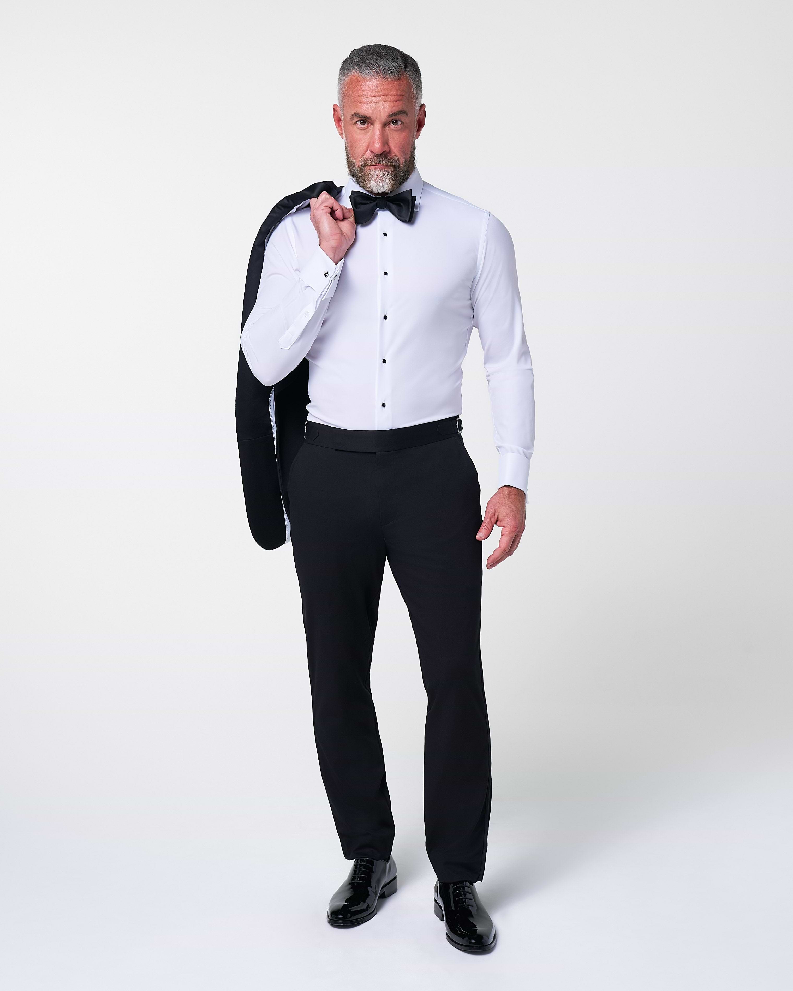 Athletic Fit Stretch Tuxedo Jacket - Black with Shawl Lapel