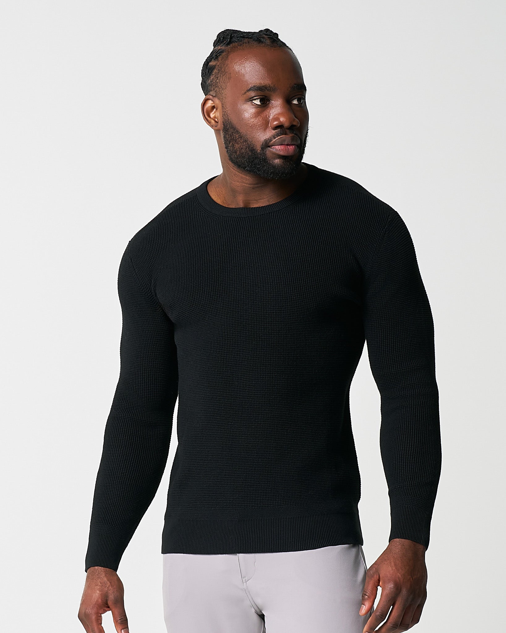 Heavy Knit Crewneck  - Black