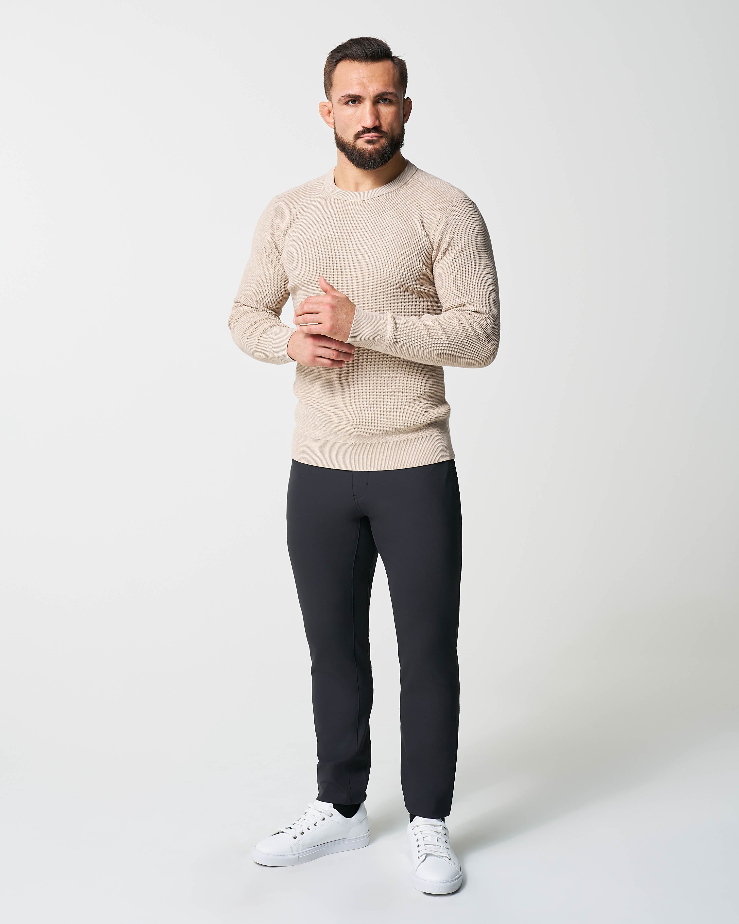 Heavy Knit Crewneck  - Tan