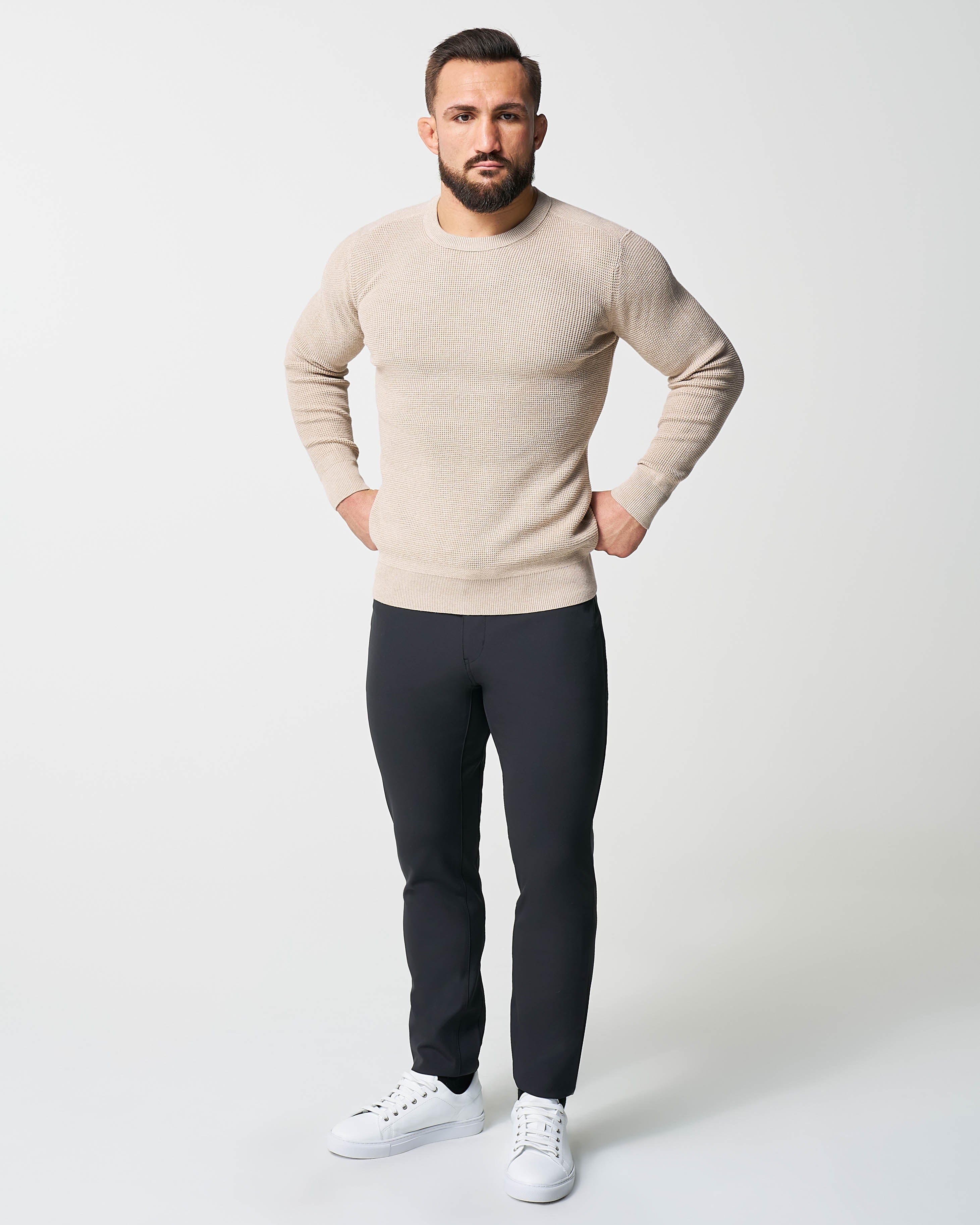 Heavy Knit Crewneck  - Tan