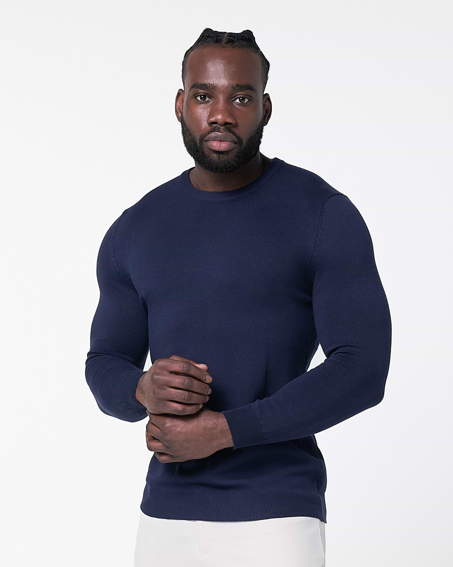 Mid-Weight Wool Crewneck - Navy