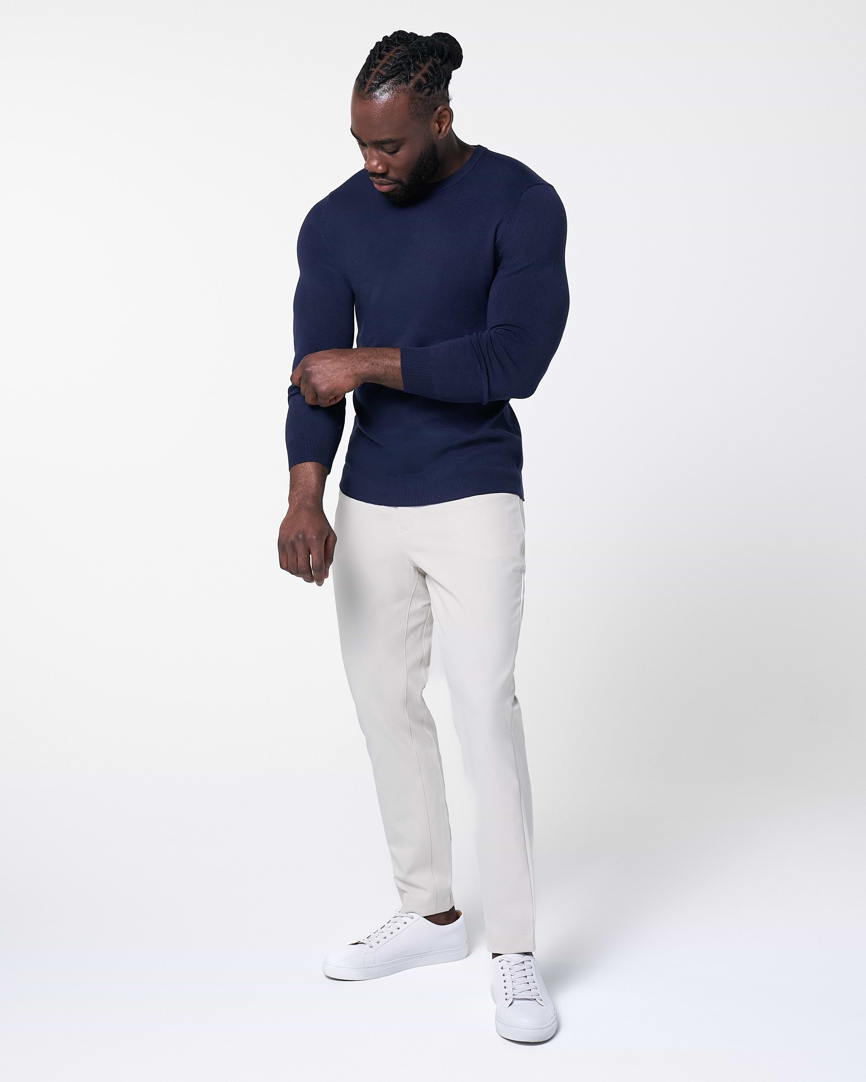 Mid-Weight Wool Crewneck - Navy