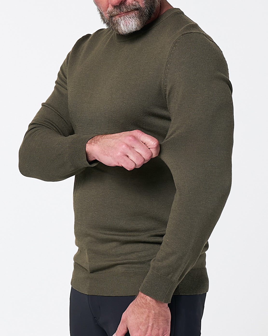 Mid-Weight Wool Crewneck - Olive