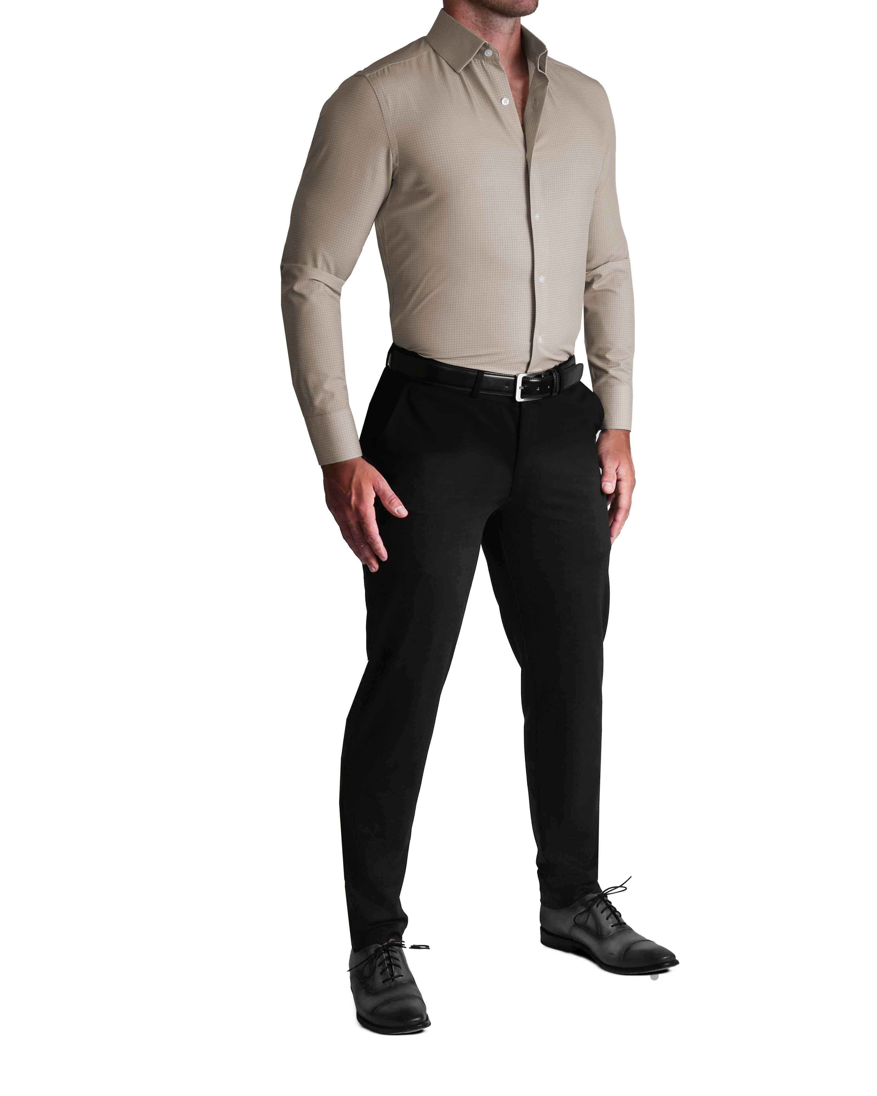''The Brooks" Light Brown Double Check - Classic Fit