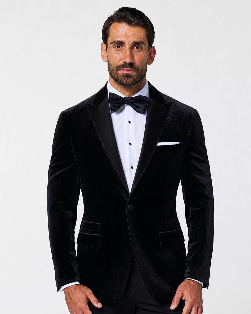 Tuxedo Jacket - Black Velvet with Peak Lapel