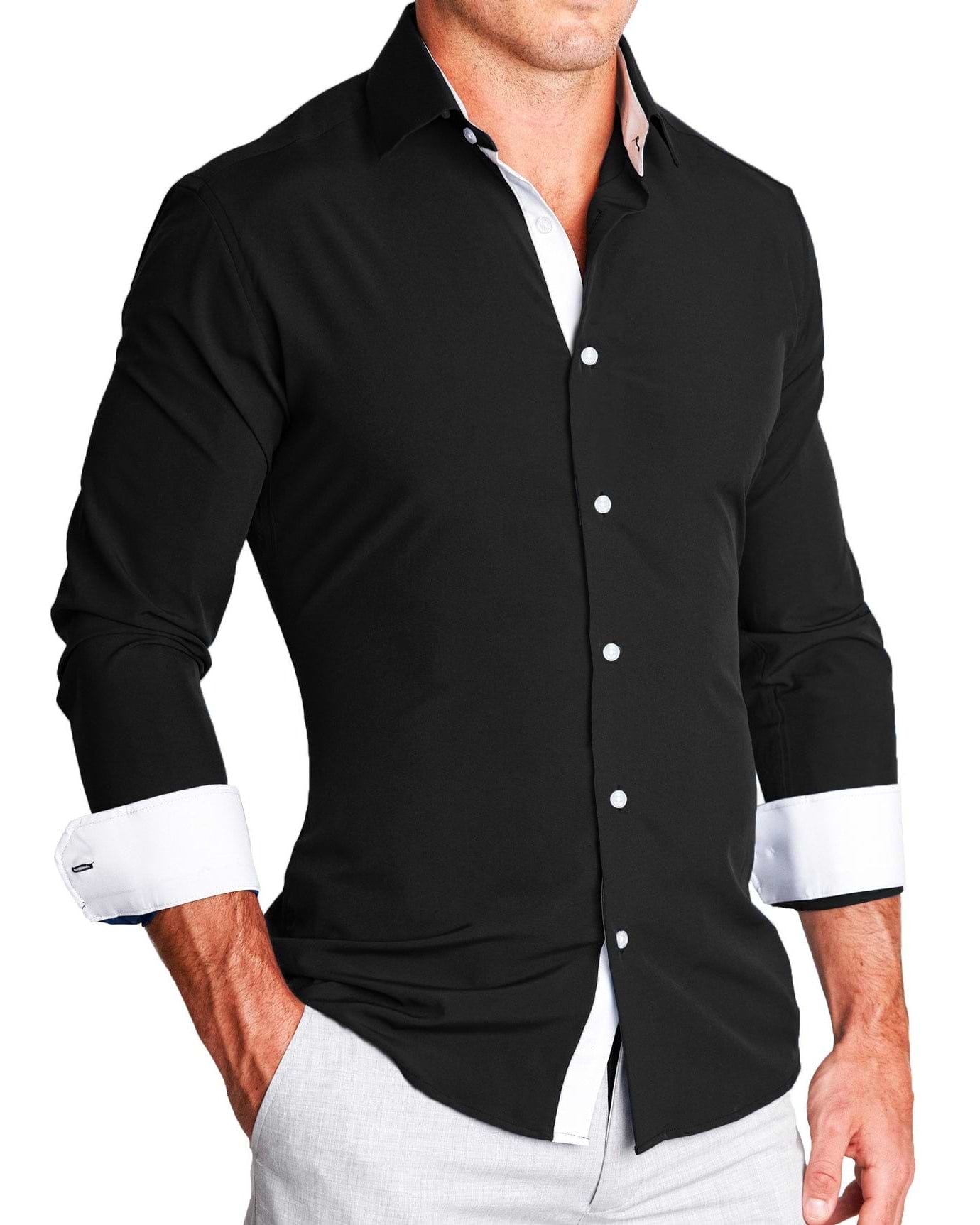 "The Oscar" Solid Black with White Accents