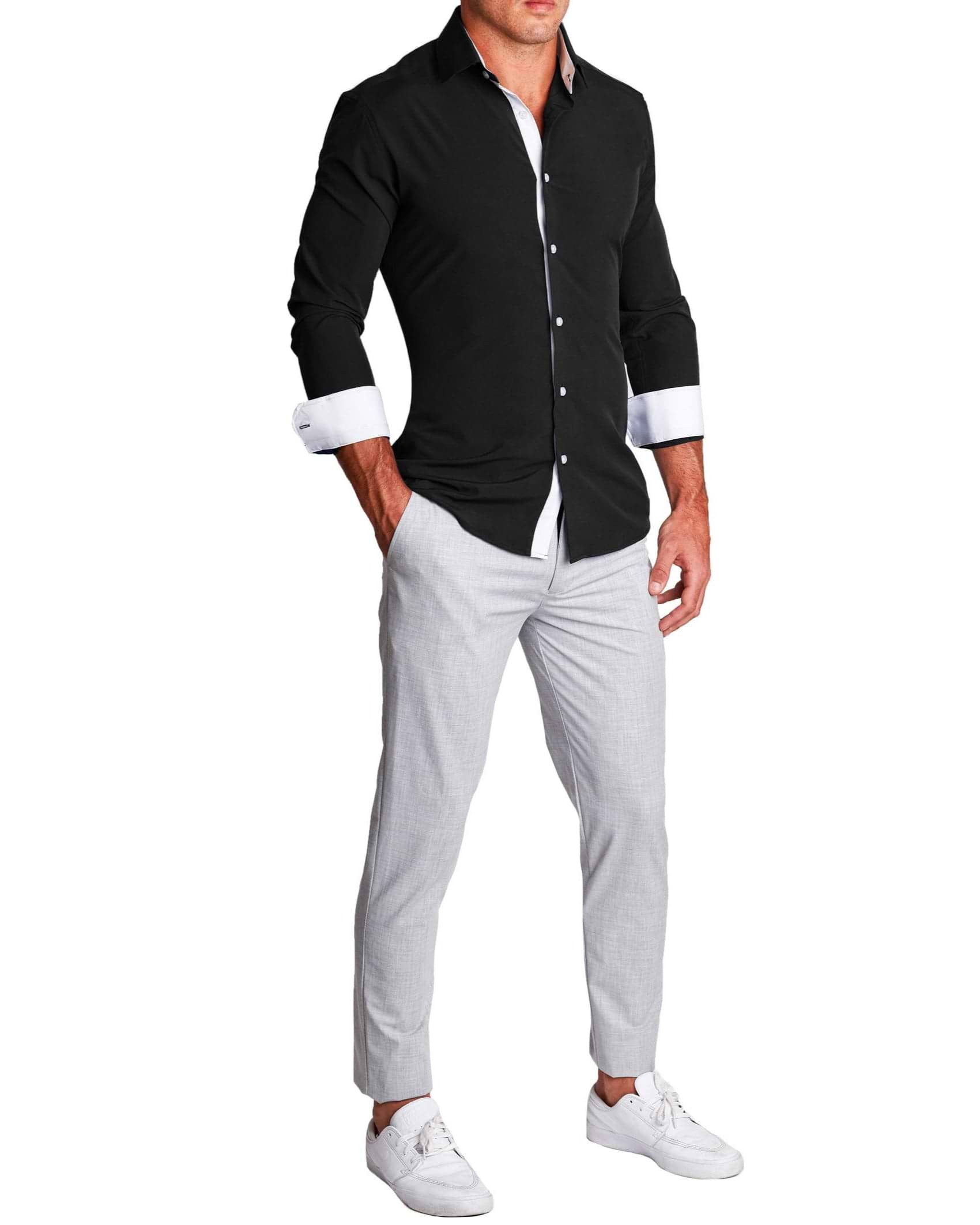 "The Oscar" Solid Black with White Accents