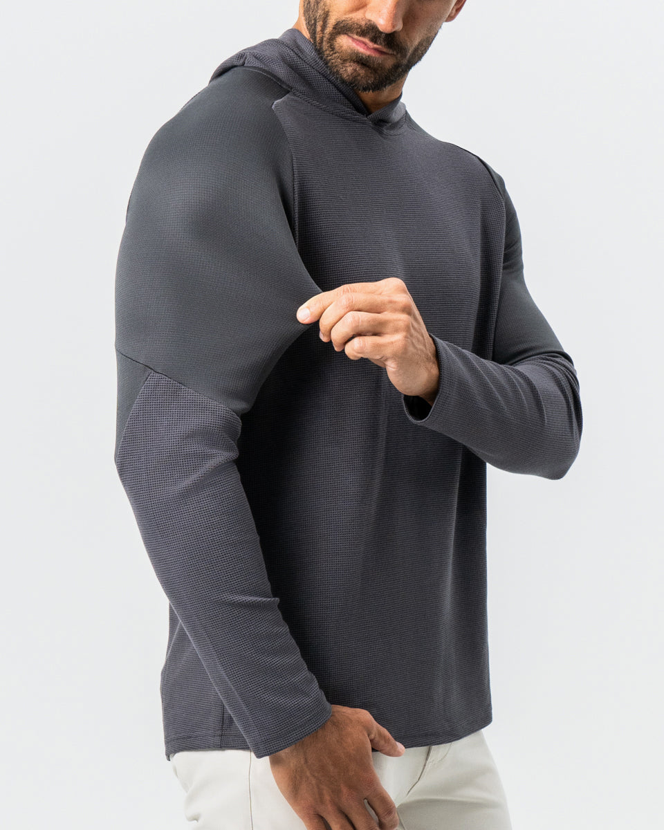 Waffle Knit Hoodie - Charcoal