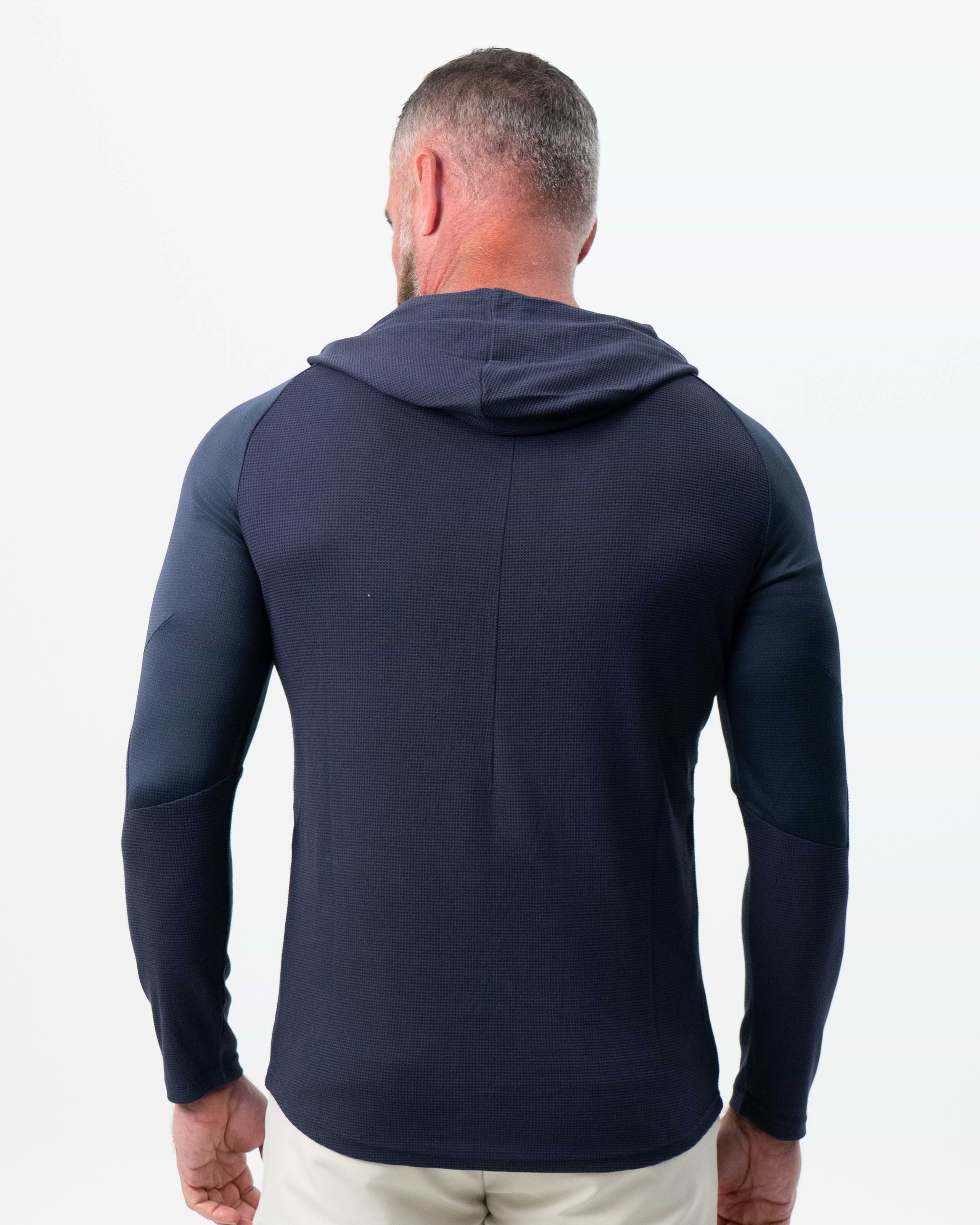 Waffle Knit Hoodie - Navy