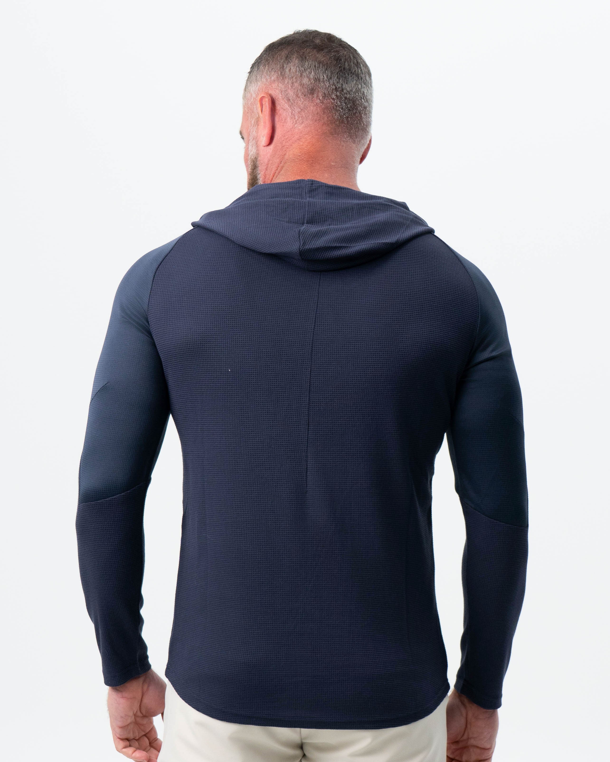 Waffle Knit Hoodie - Navy