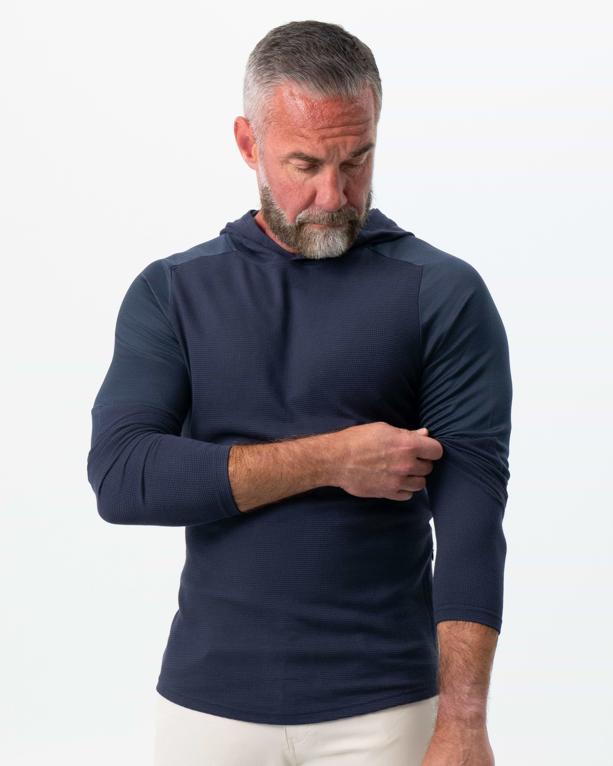 Waffle Knit Hoodie - Navy