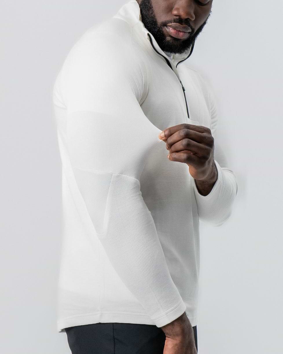 Waffle Knit Quarter Zip - Solid Cream