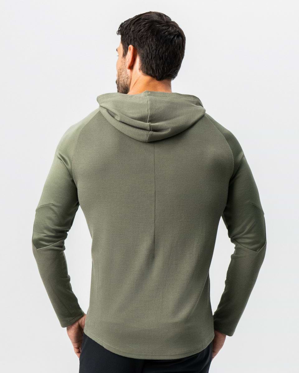 Waffle Knit Hoodie - Olive