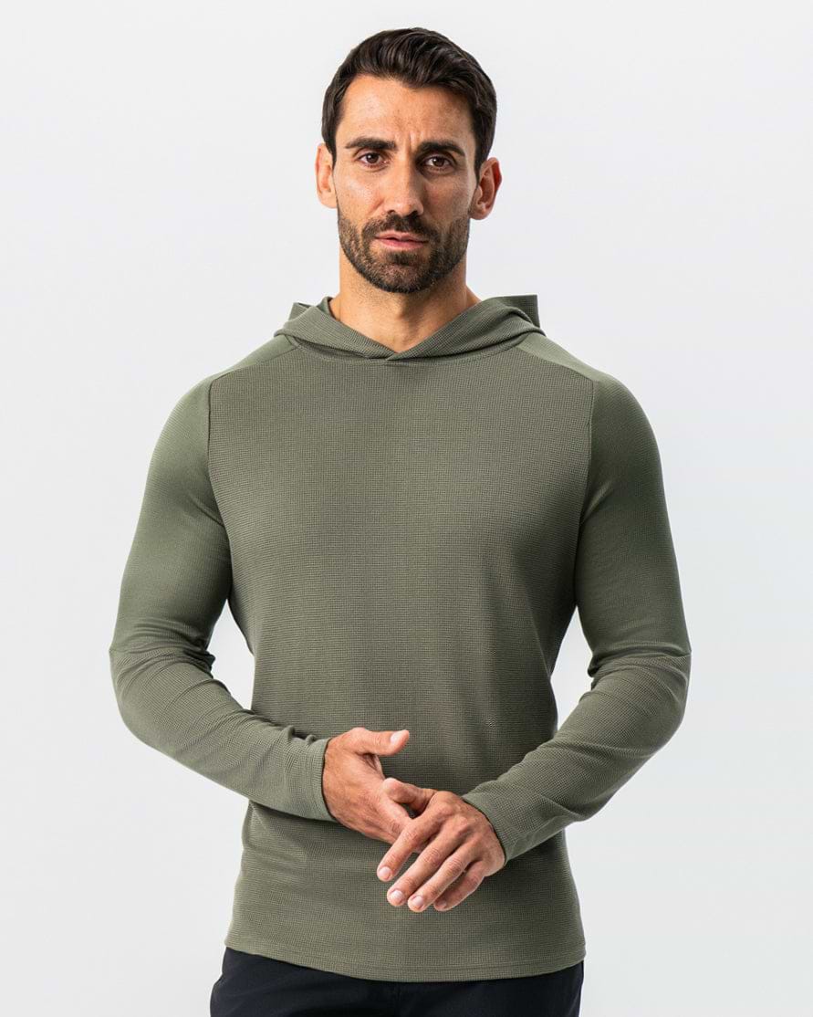 Waffle Knit Hoodie - Olive