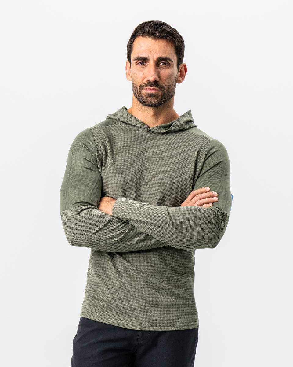 Waffle Knit Hoodie - Olive