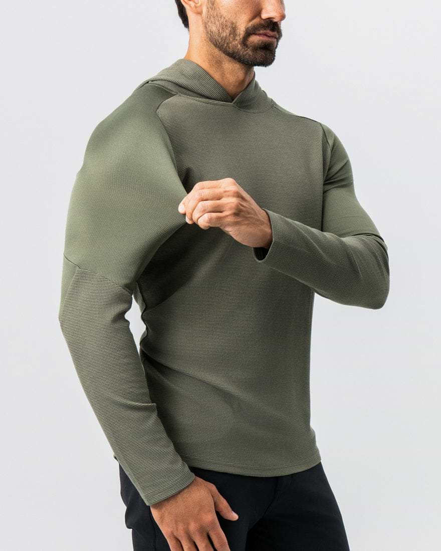 Waffle Knit Hoodie - Olive