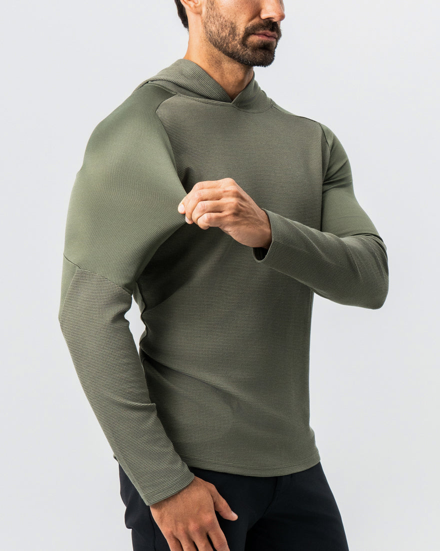 Waffle Knit Hoodie - Olive
