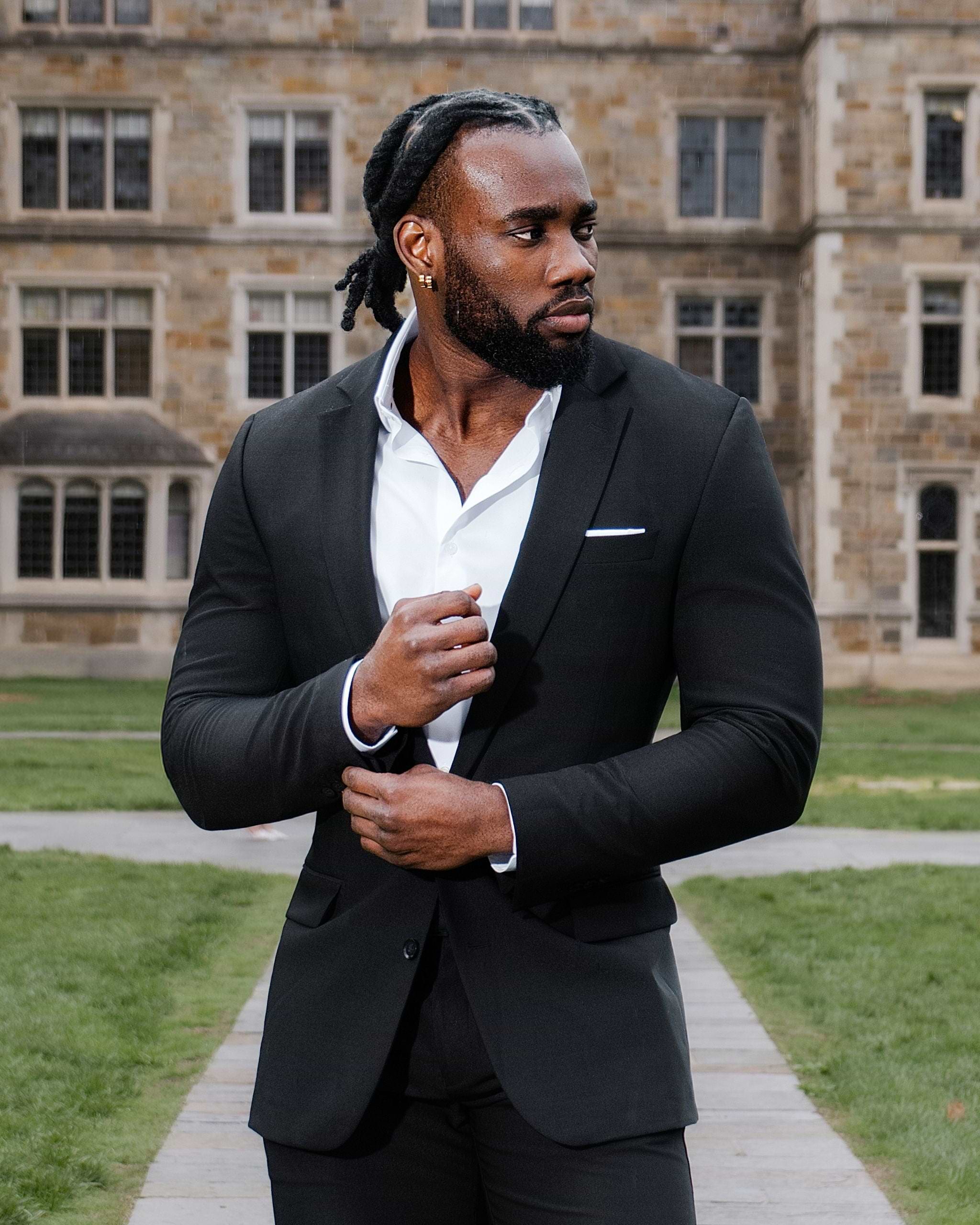 Athletic Fit Stretch Blazer - Heathered Black