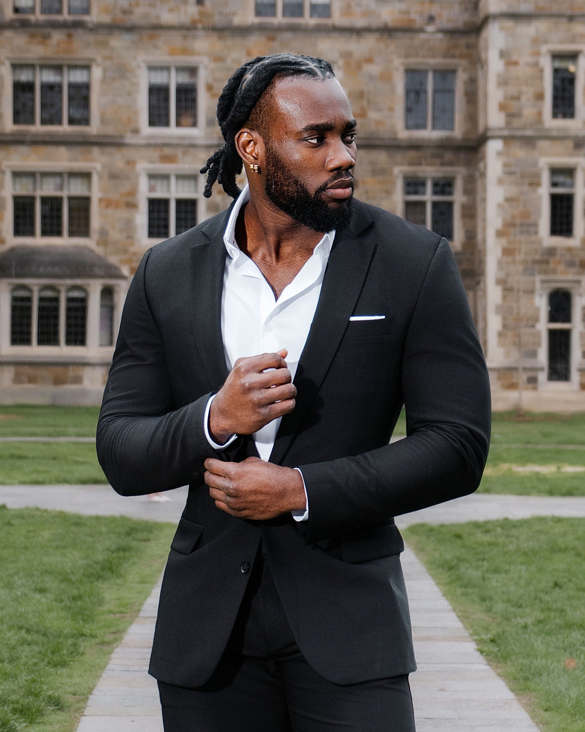 Athletic Fit Stretch Blazer - Heathered Black