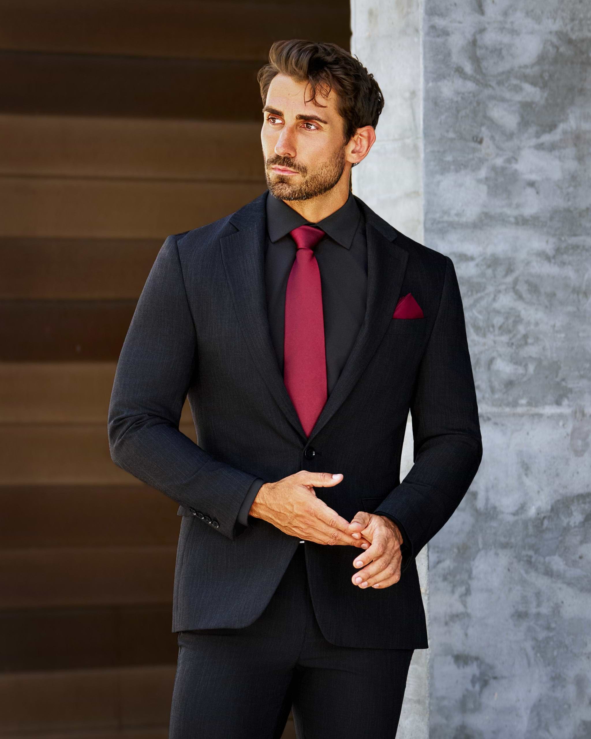 Athletic Fit Stretch Suit - Heathered Charcoal