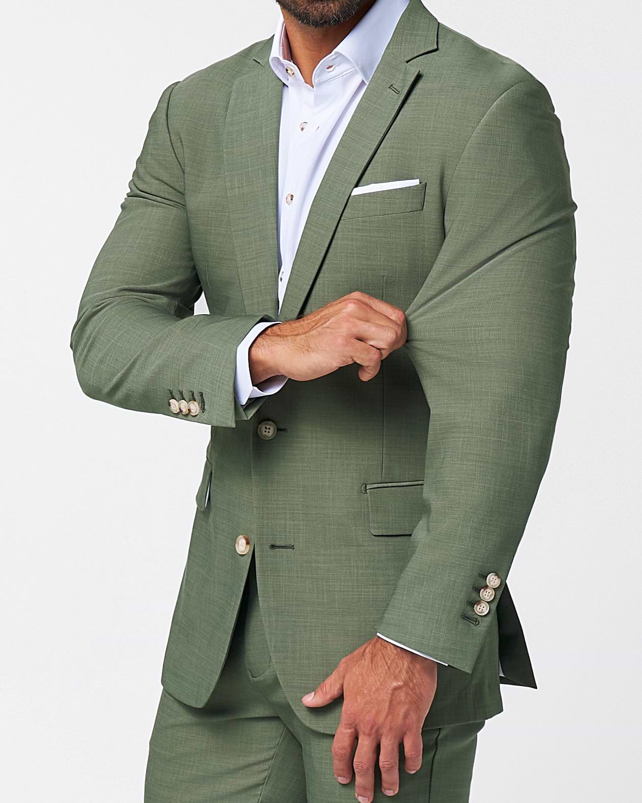 Athletic Fit Stretch Suit - Heathered Forest Green