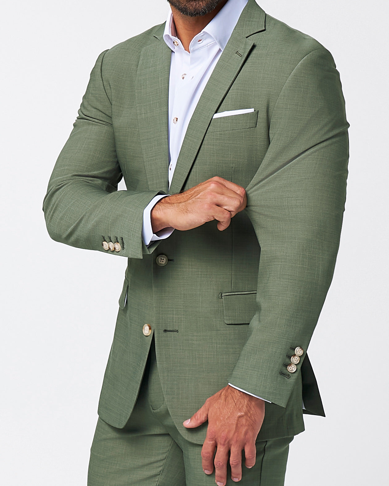 Athletic Fit Stretch Suit - Heathered Forest Green