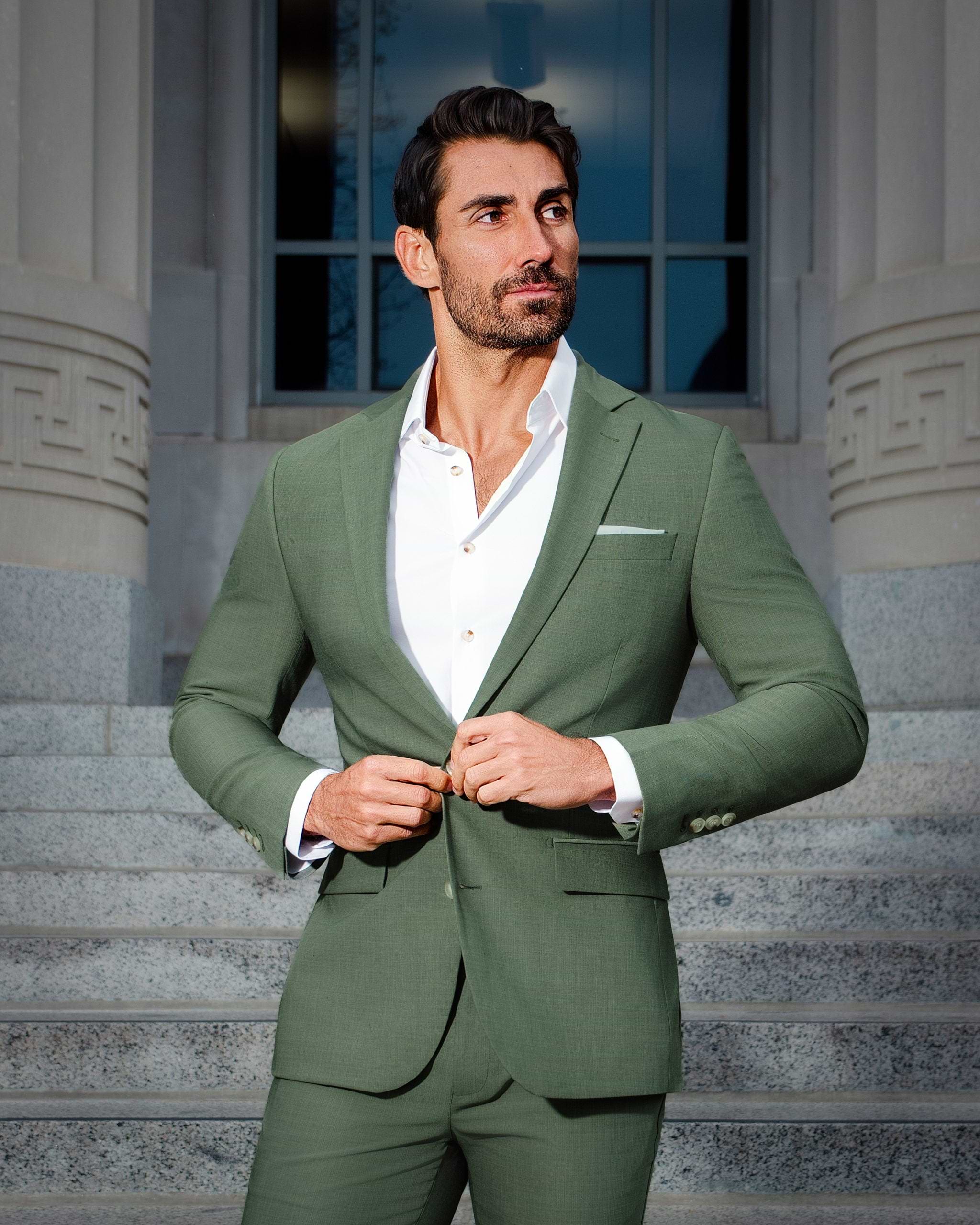 Athletic Fit Stretch Blazer - Heathered Forest Green