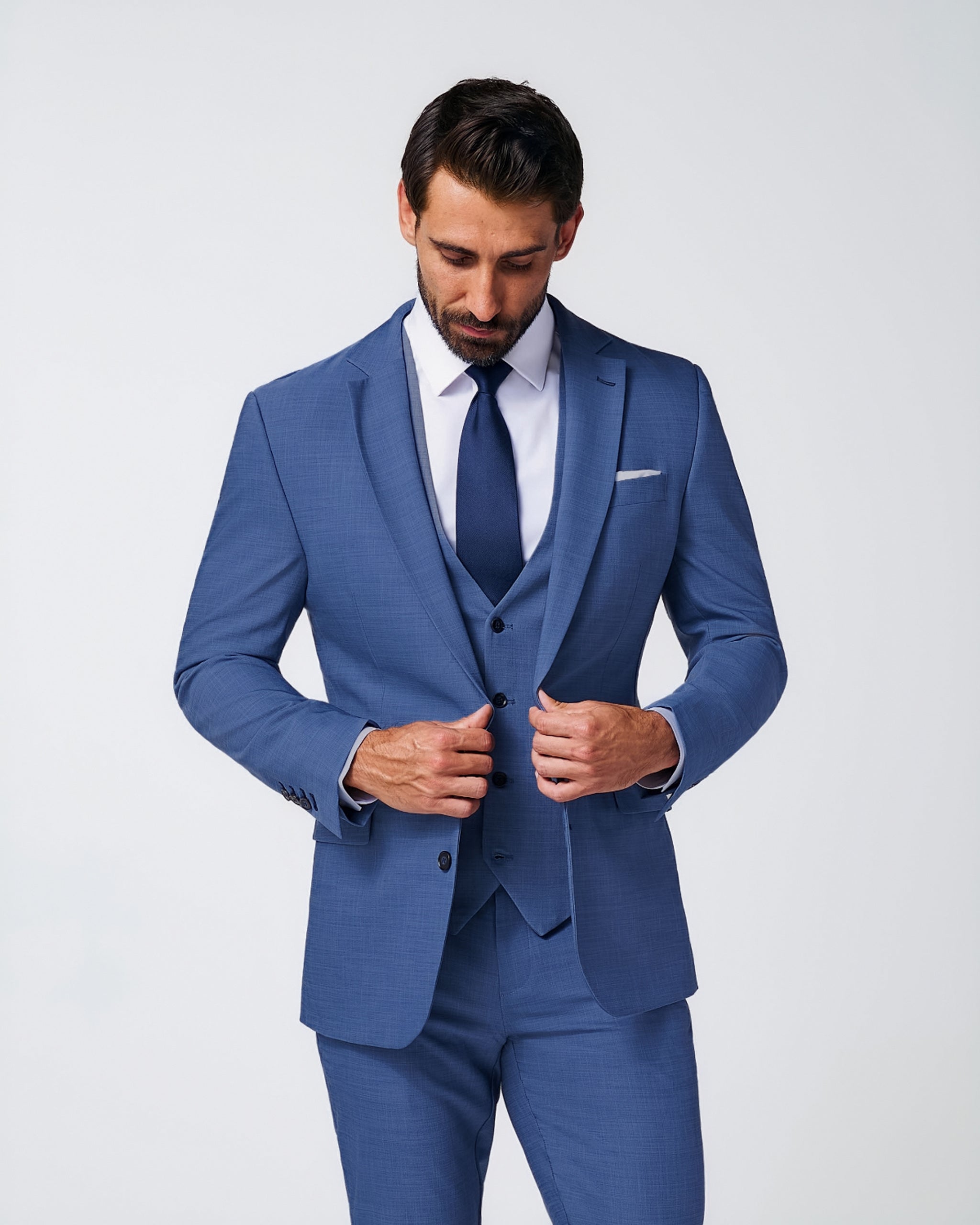 Athletic Fit Stretch Suit Vest - Heathered Blue