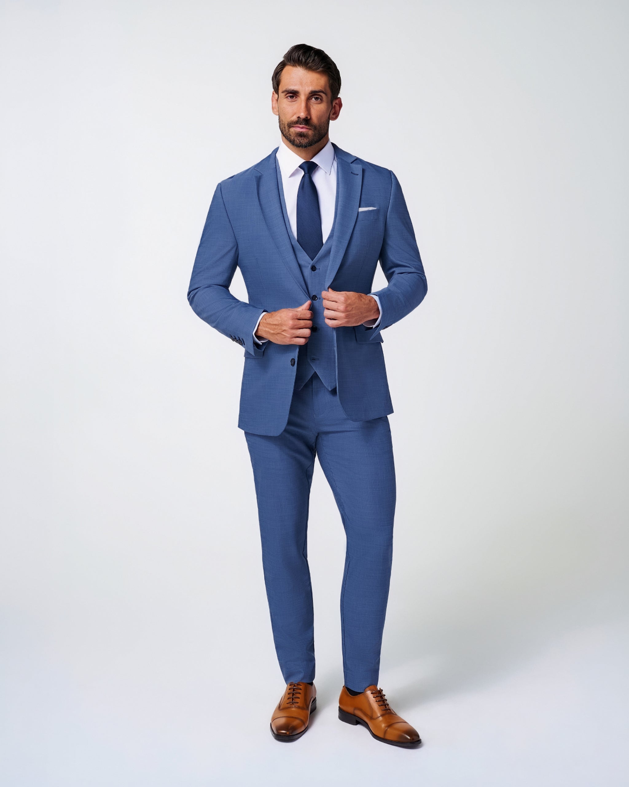 Athletic Fit Stretch Suit Vest - Heathered Blue