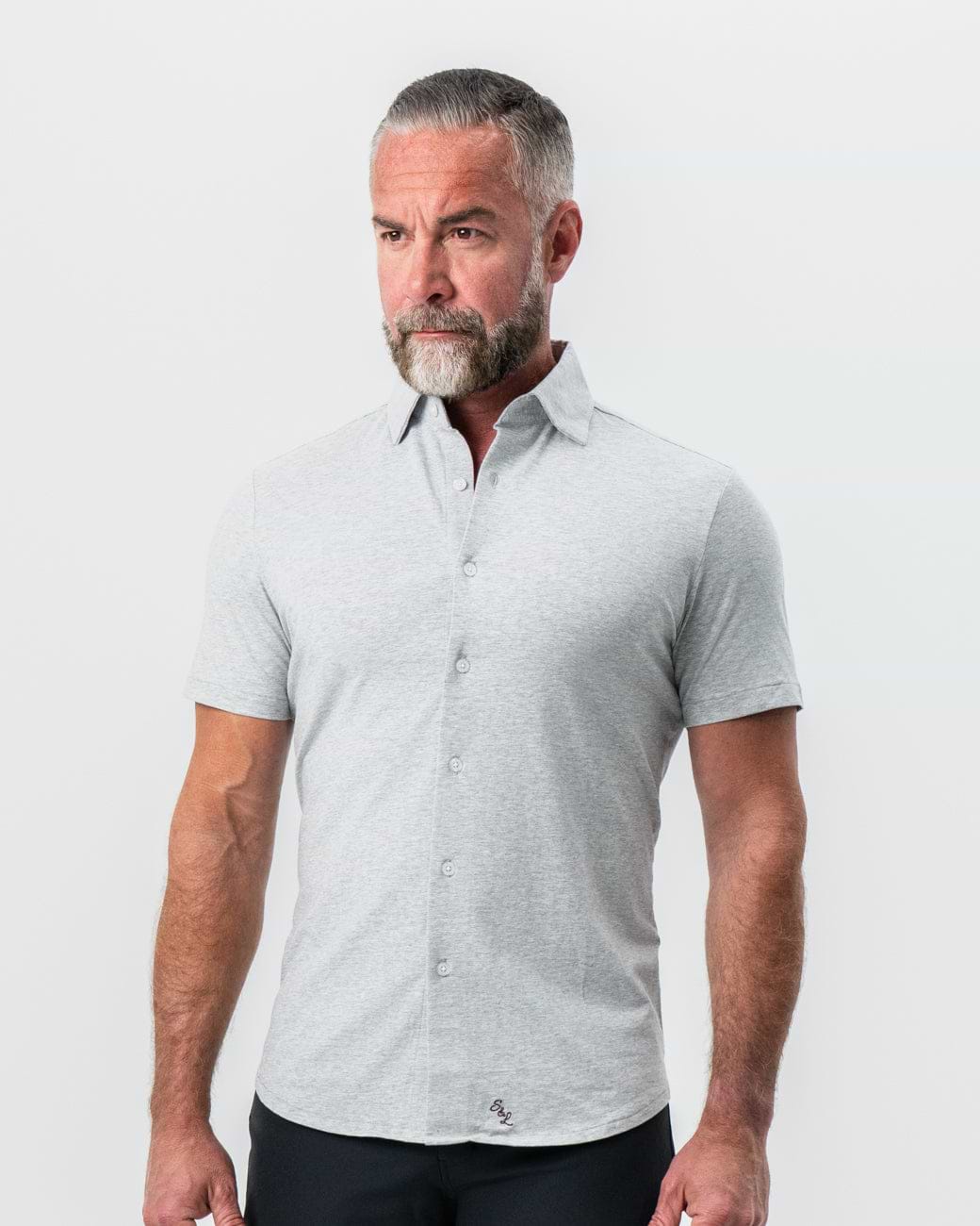 "The Baldwin" Grey Short Sleeve Button Down