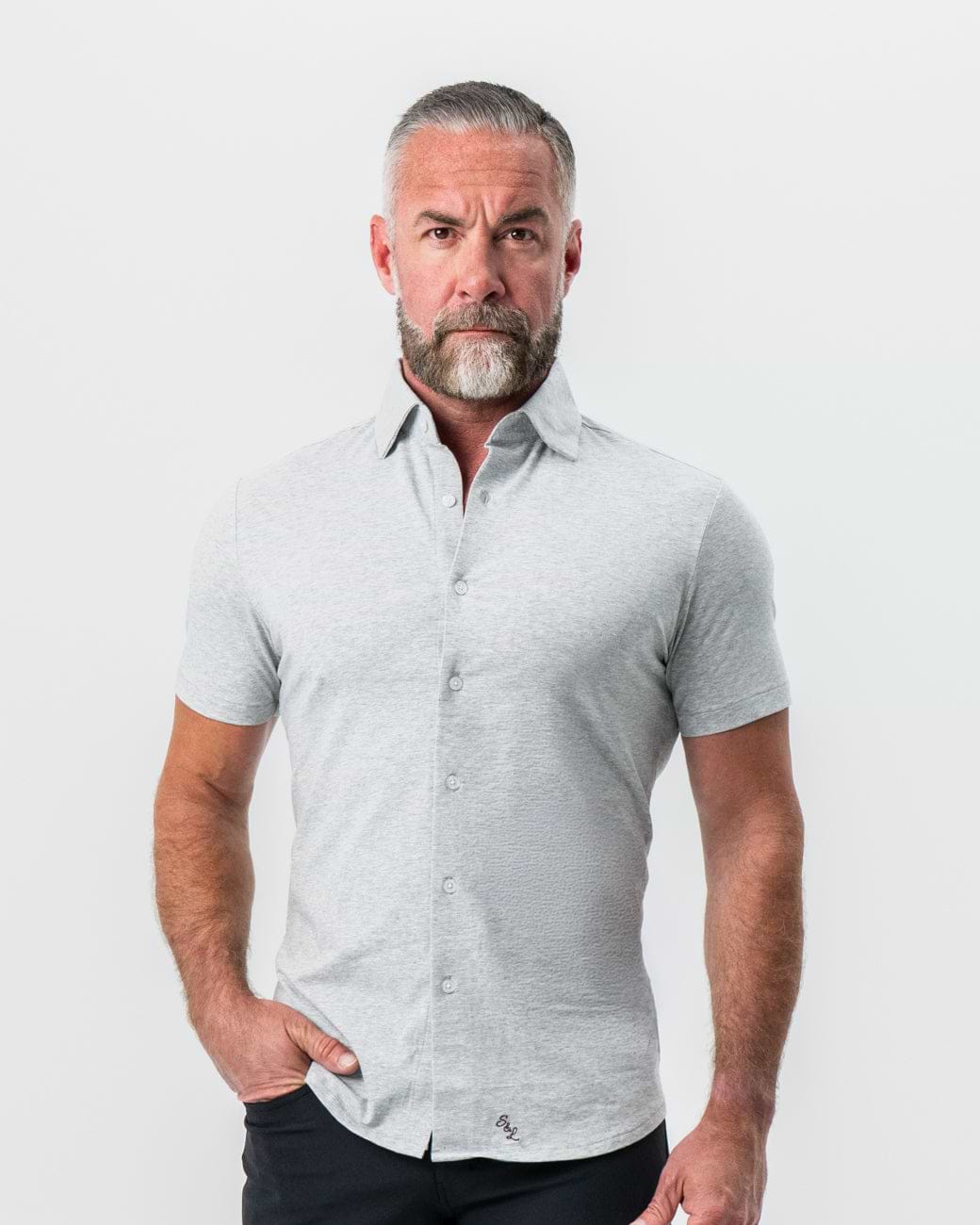 "The Baldwin" Grey Short Sleeve Button Down