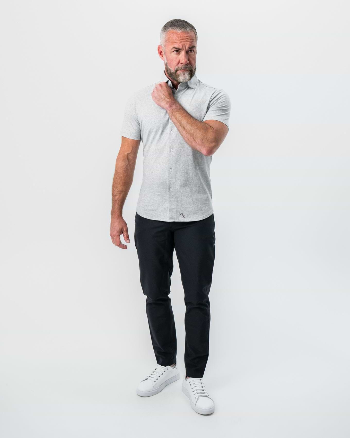 "The Baldwin" Grey Short Sleeve Button Down