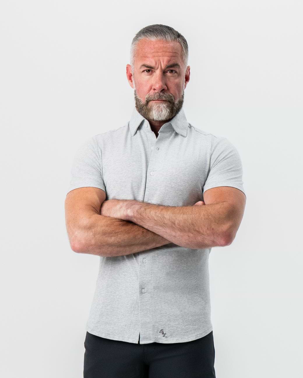 "The Baldwin" Grey Short Sleeve Button Down