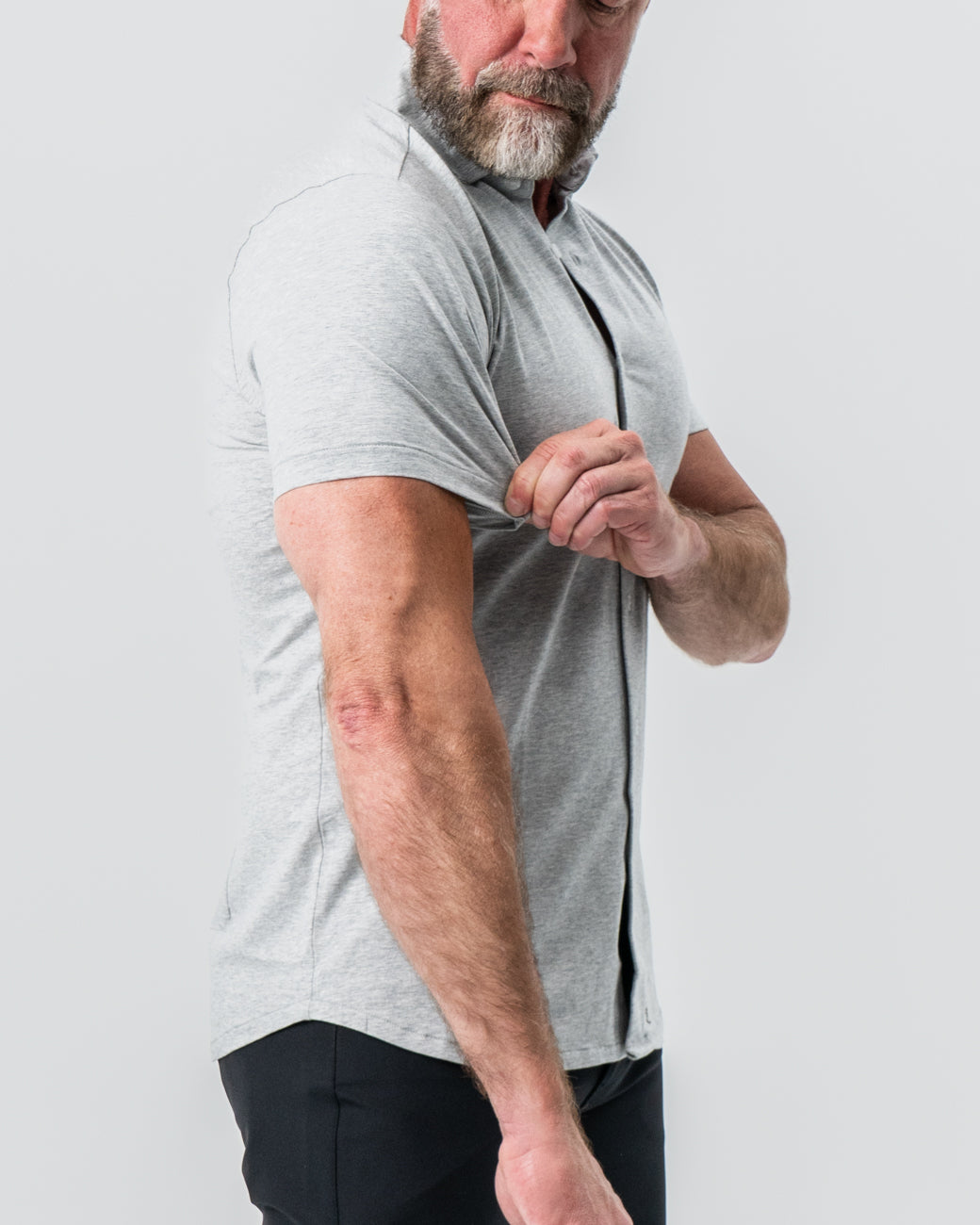 "The Baldwin" Grey Short Sleeve Button Down