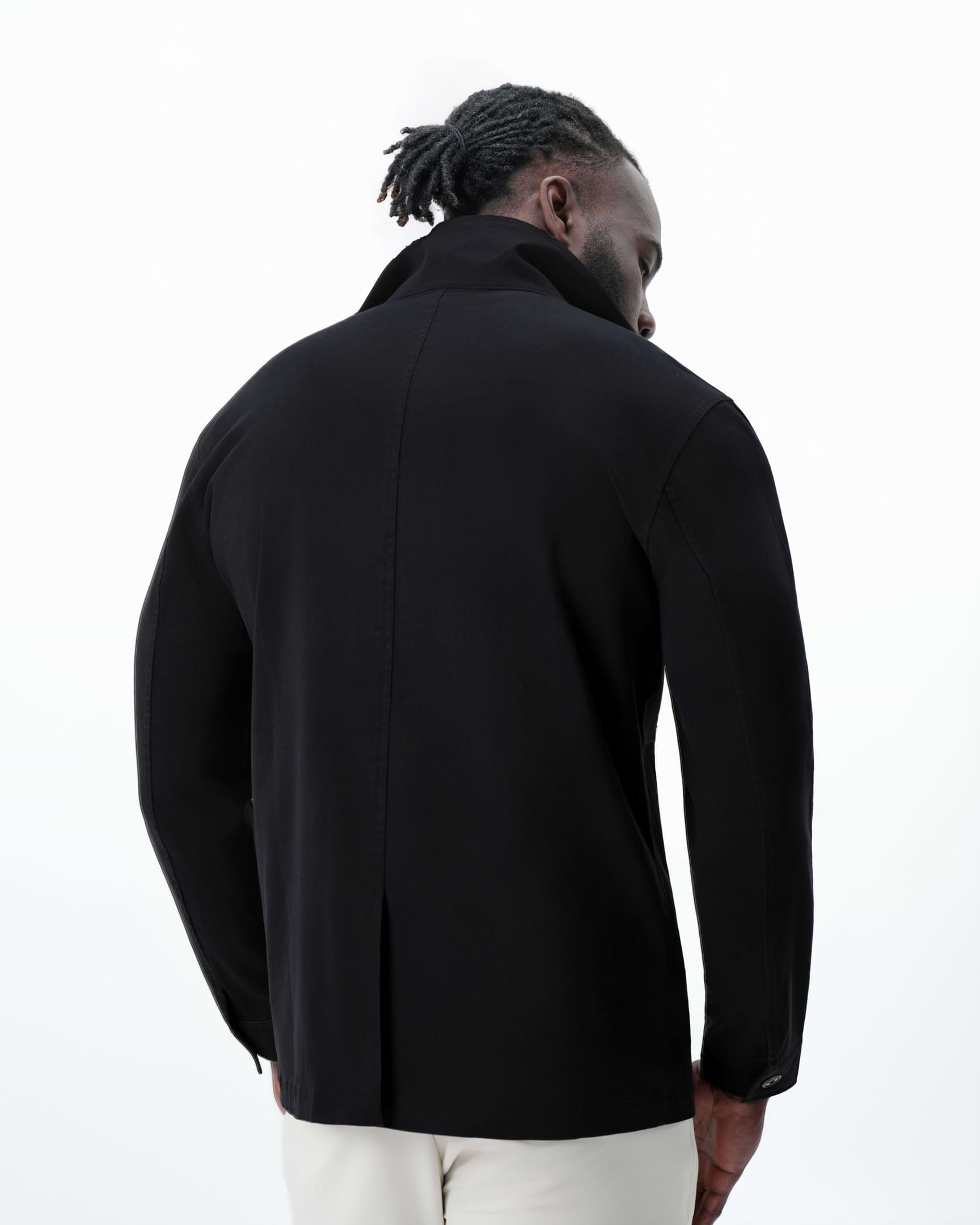 Brushed Cotton Shirt Jacket - Black