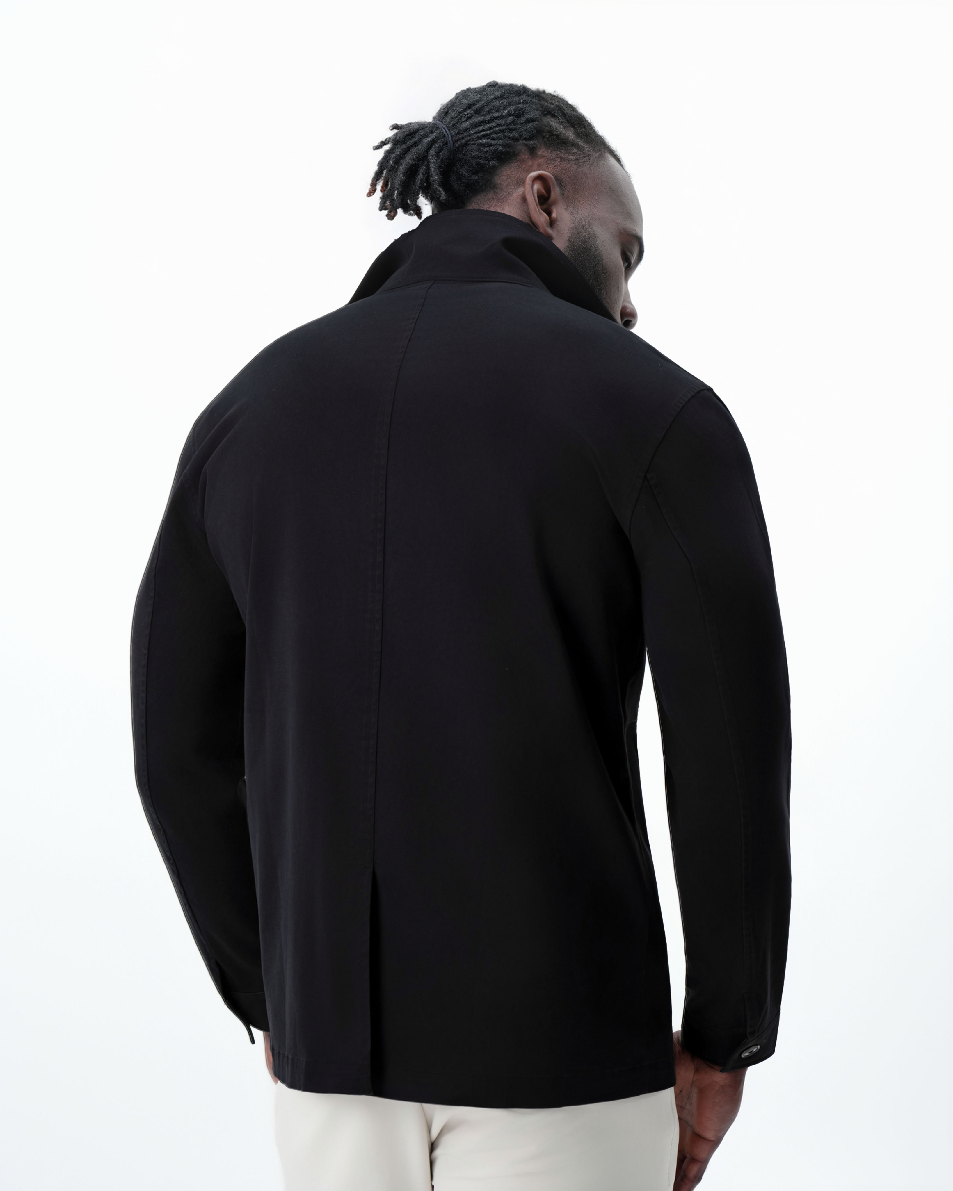 Brushed Cotton Shirt Jacket - Black