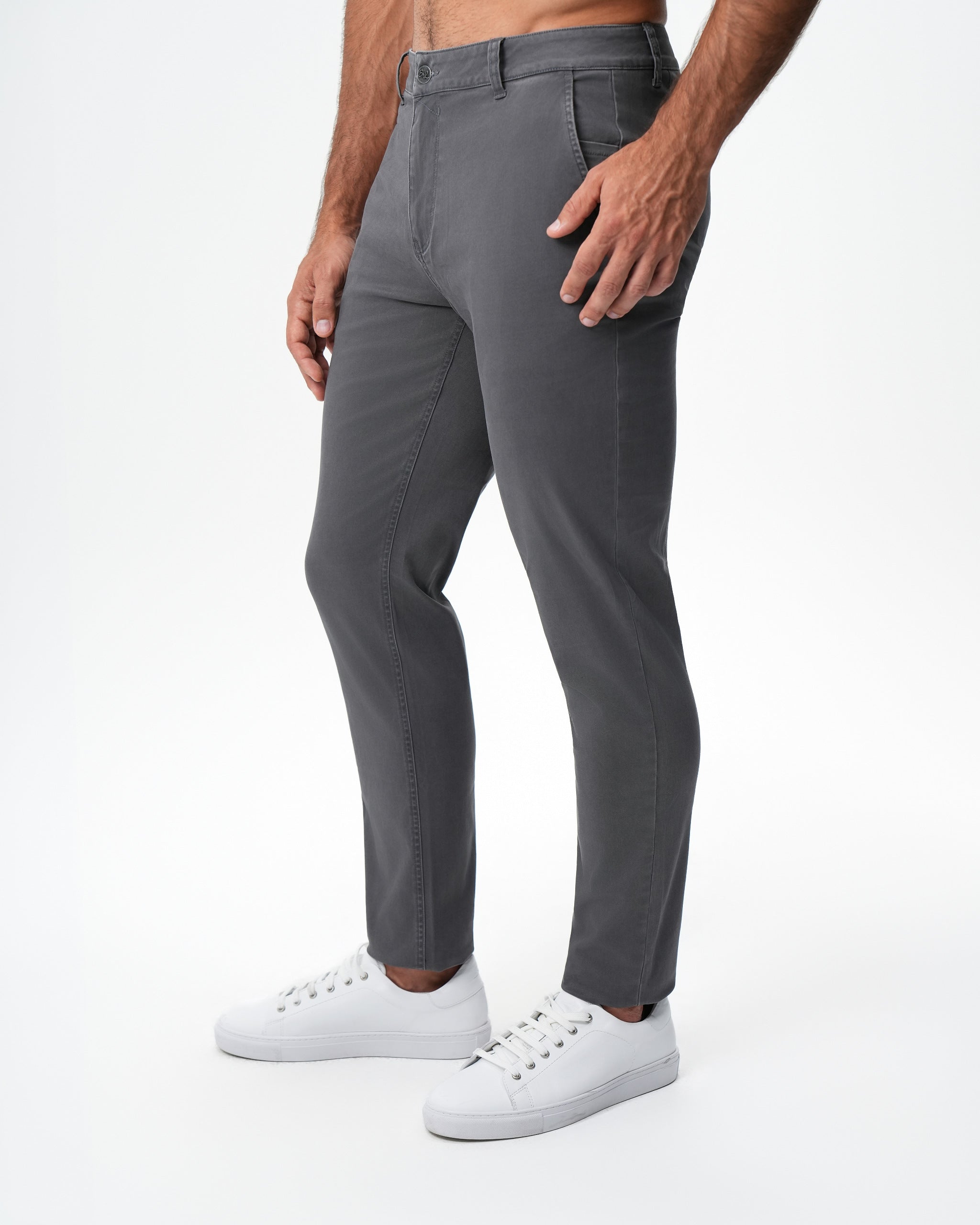 Performance Brushed Cotton Chino - Charcoal