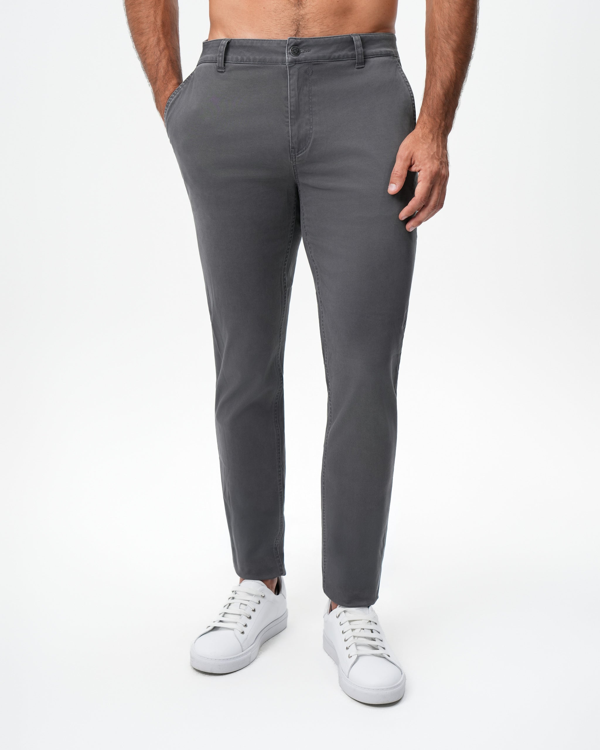 Performance Brushed Cotton Chino - Charcoal
