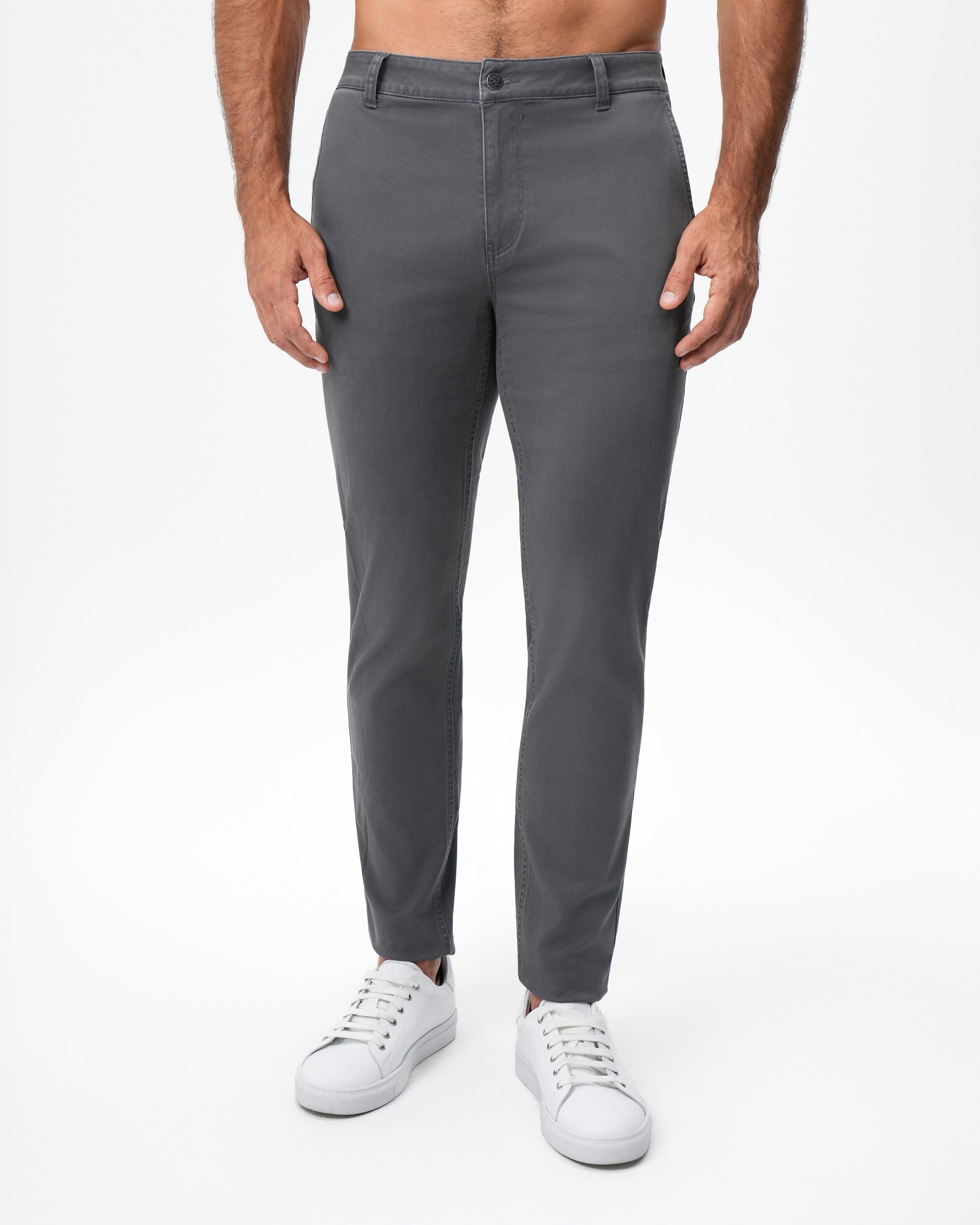 Performance Brushed Cotton Chino - Charcoal